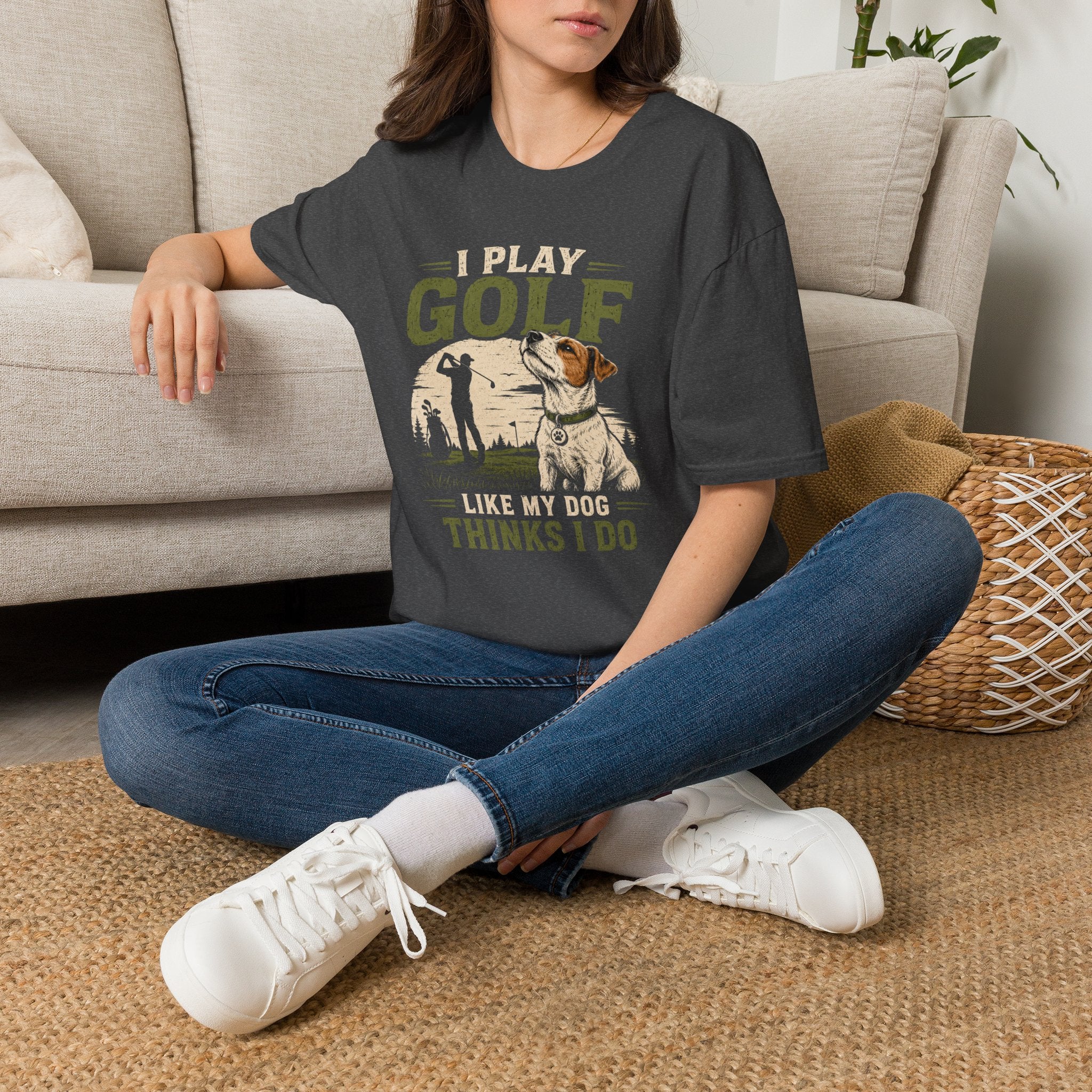 Golf T-Shirt — "I Play Golf Like My Dog Thinks I Do" Casual Funny Shirt for Dog Lovers