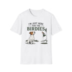 I’m Just Here for the Birdies T-Shirt — Cute Dog & Bird Golf Fan Tee