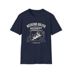 Weekend Golfer T-Shirt — “Weekend Golfer. Weekday Recovery.” Golf Cart Dog Graphic