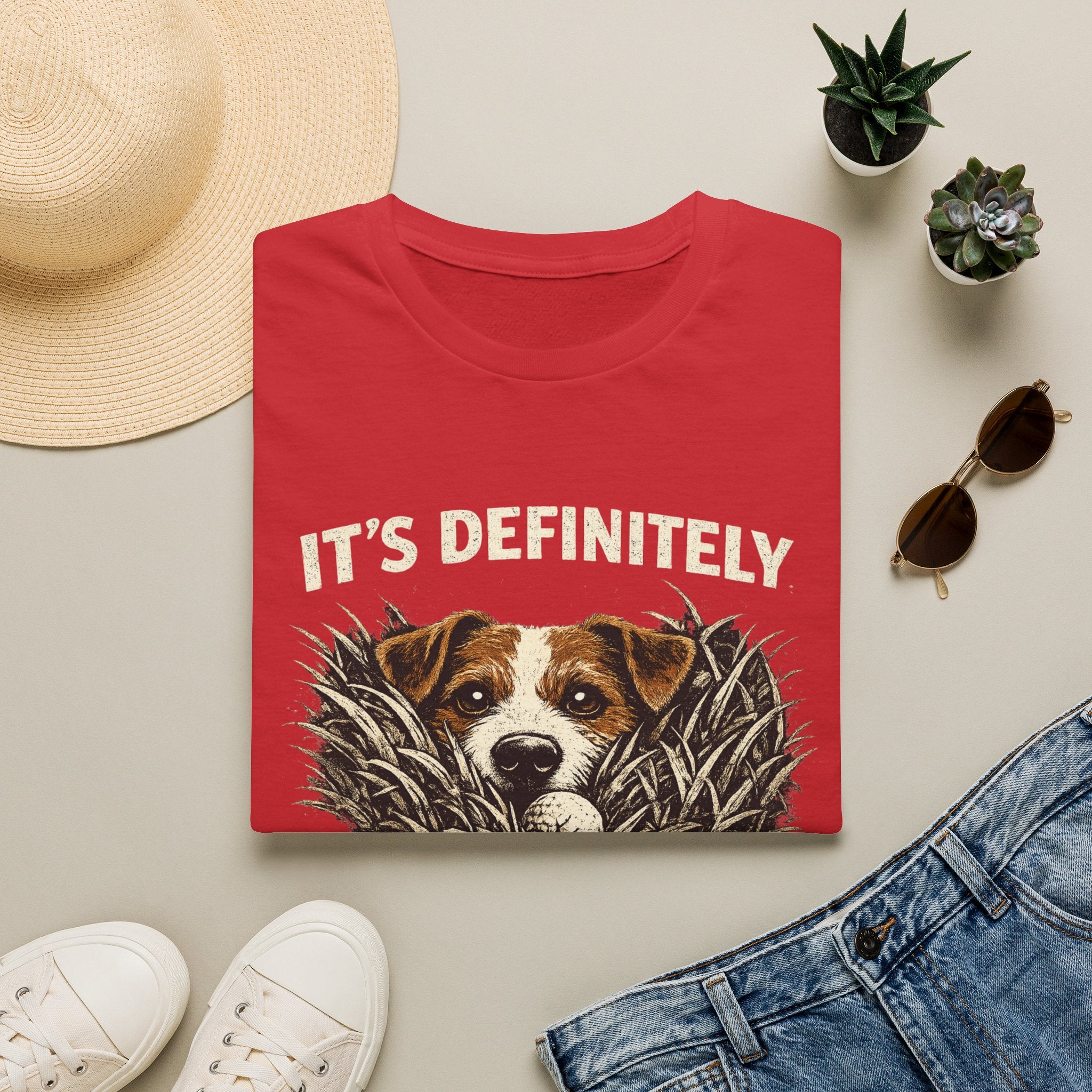 T-Shirt — "It's Definitely in Here" Dog Peeking Graphic