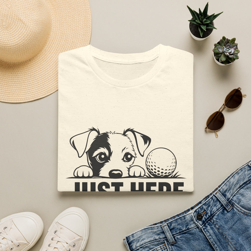 T-Shirt — "Just Here For The Balls" Puppy Golf Funny Graphic Tee