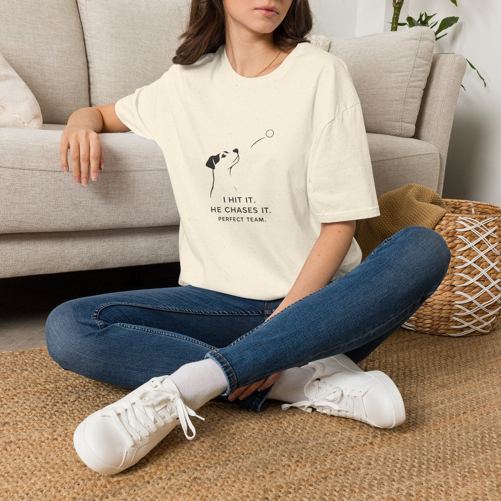 Dog T-Shirt — Minimalist "I Wait It, He Chases It" Fetch Tee for Dog Lovers