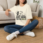 T-Shirt — "Just Here For The Balls" Puppy Golf Funny Graphic Tee