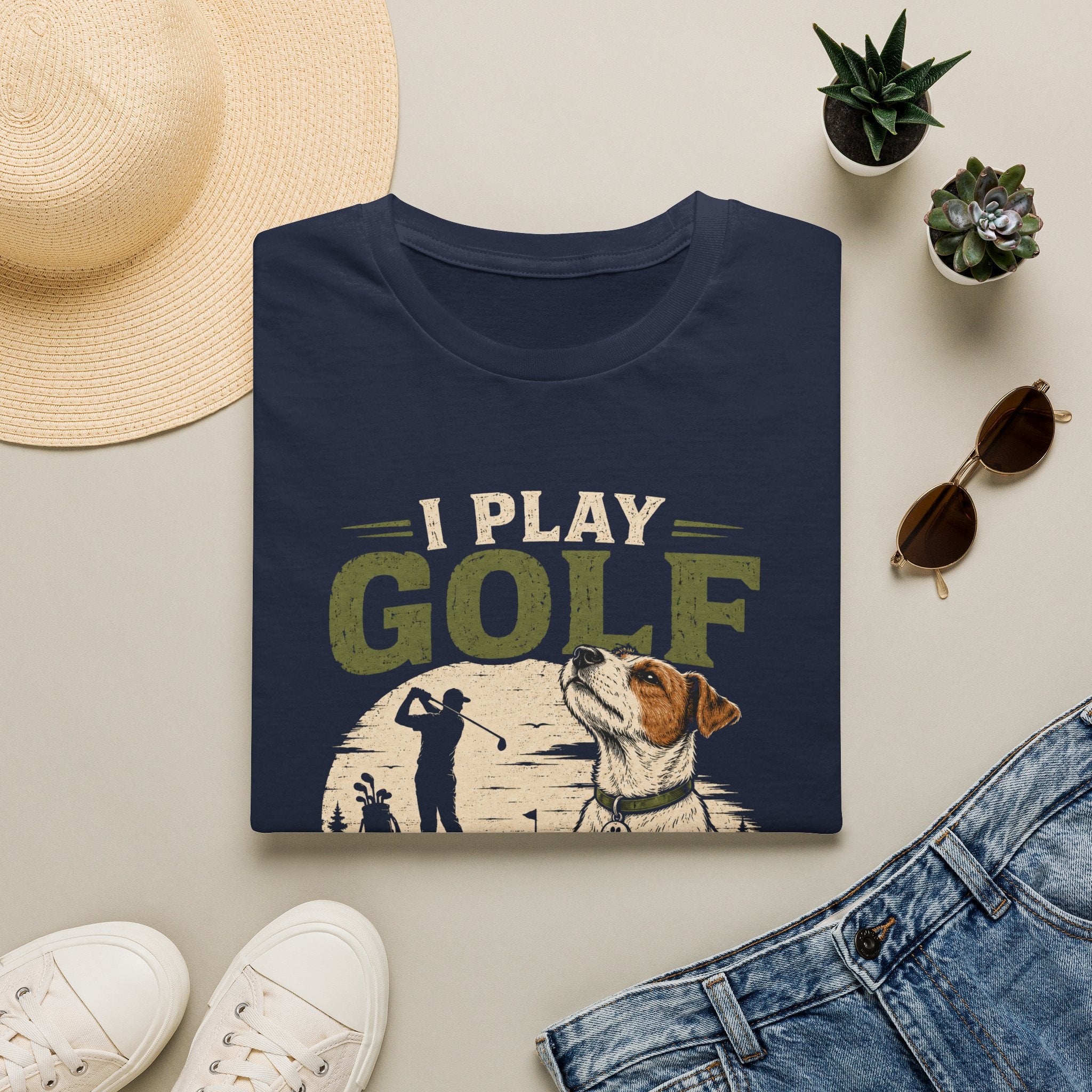 Golf T-Shirt — "I Play Golf Like My Dog Thinks I Do" Casual Funny Shirt for Dog Lovers