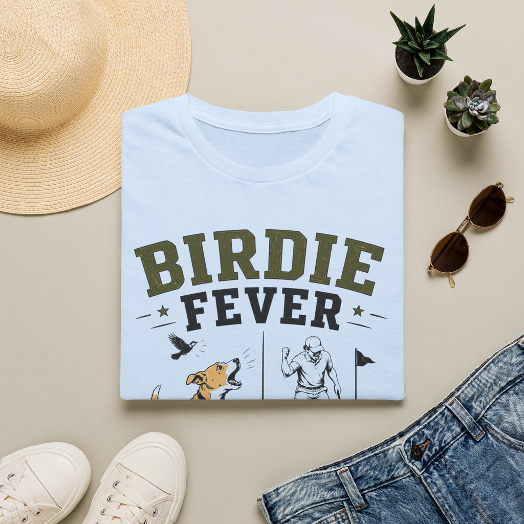 Birdie Fever Golf T-Shirt — Funny Golfing Design with Dog and Golfer
