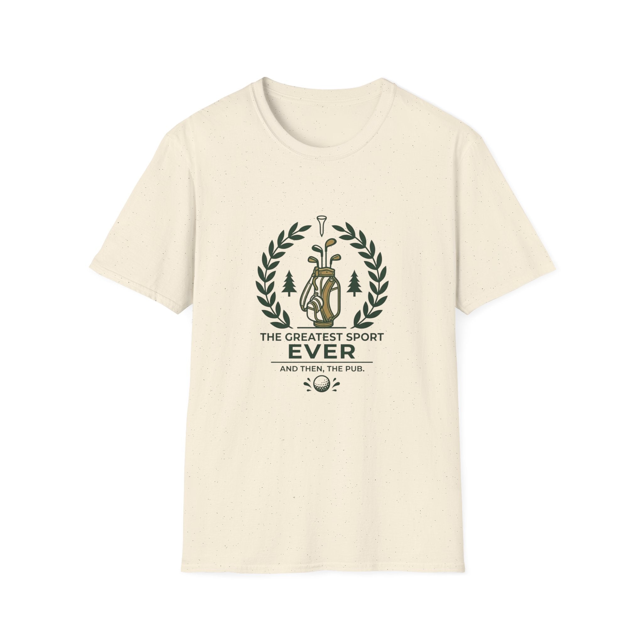 Golf T-Shirt — “The Greatest Sport Ever” Vintage Golf Bag Design