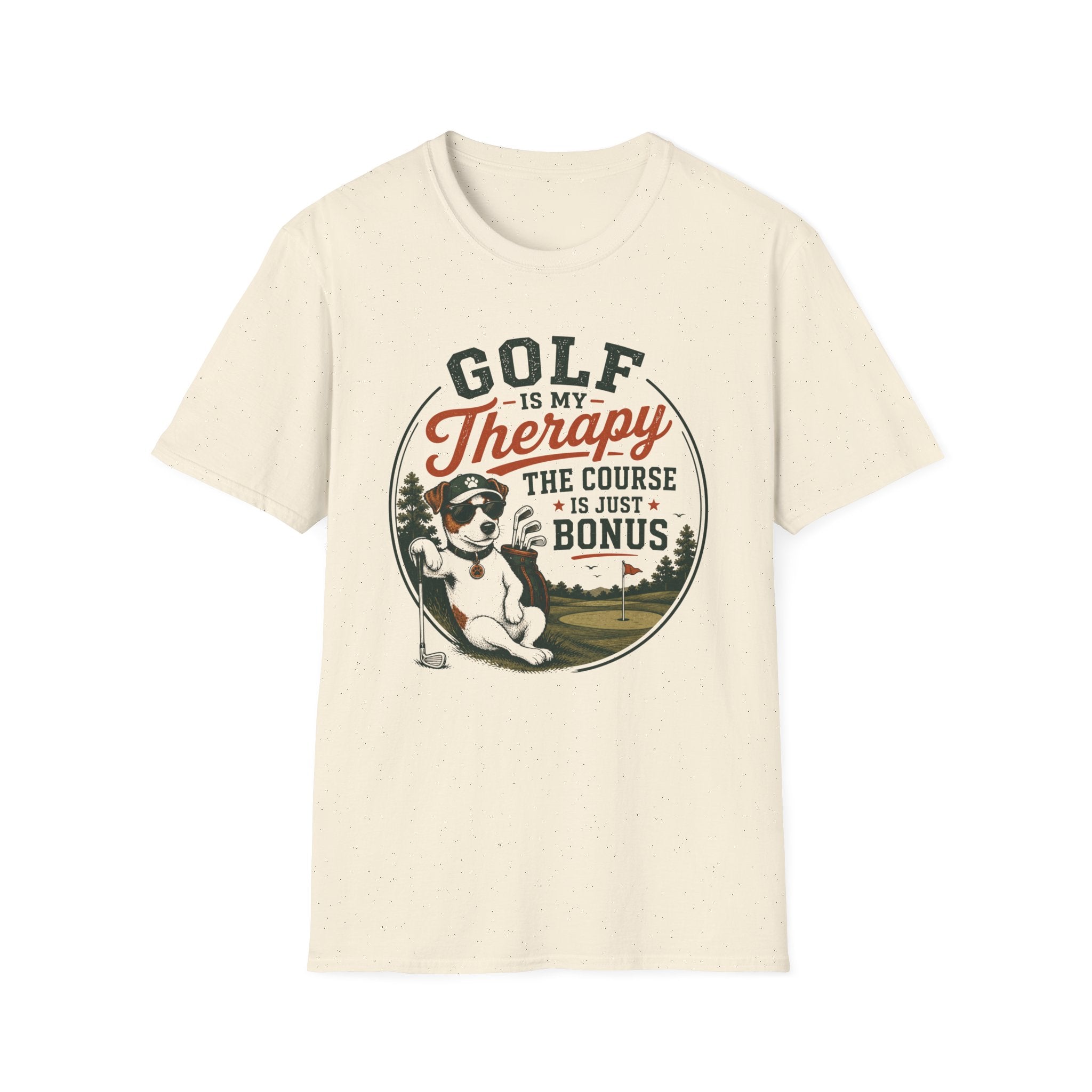 Golf T‑Shirt — "Golf Is My Therapy, The Course Is Just Bonus" Vintage Golfing Tee