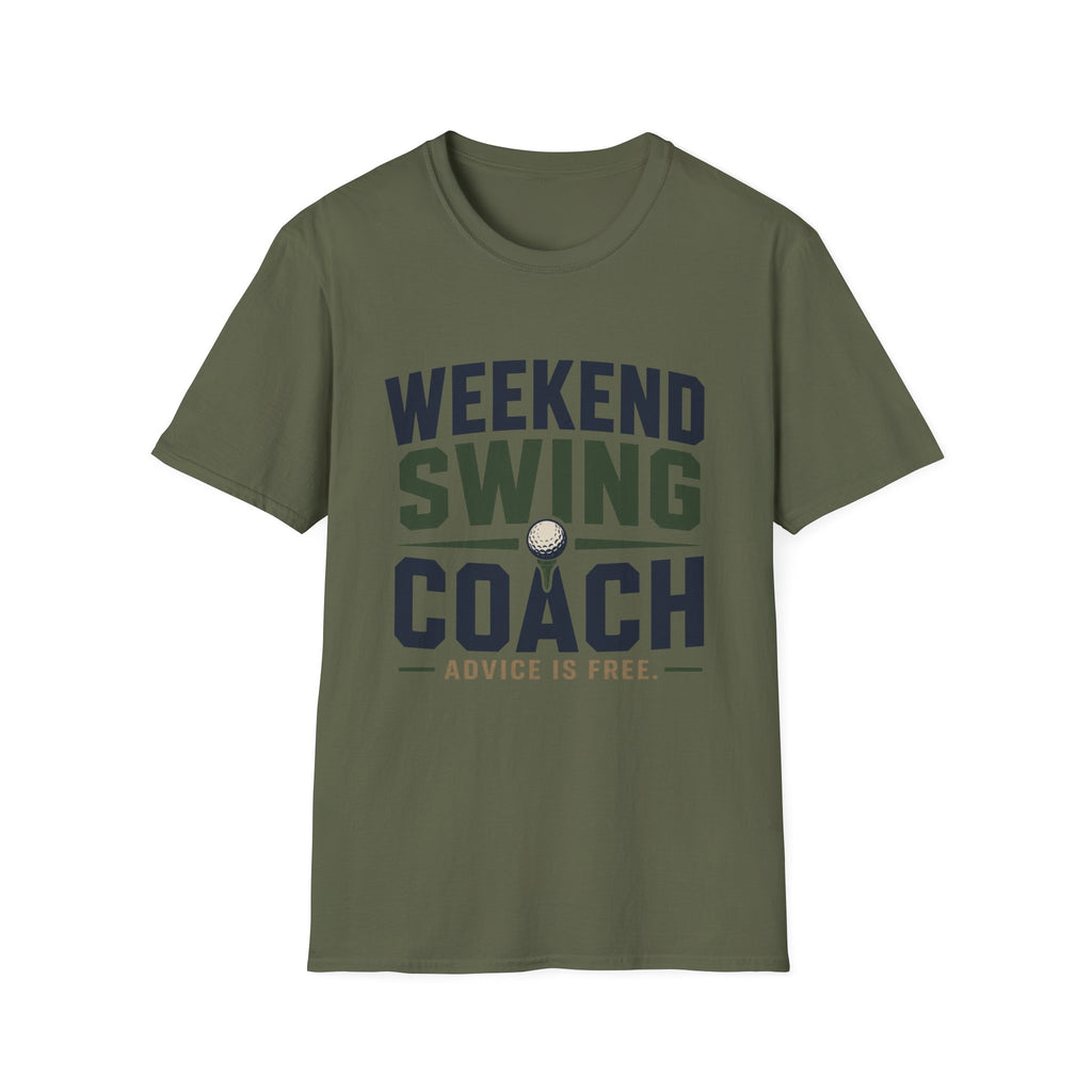 Weekend Swing Coach T‑Shirt — Golf Humor Tee ("Advice Is Free")