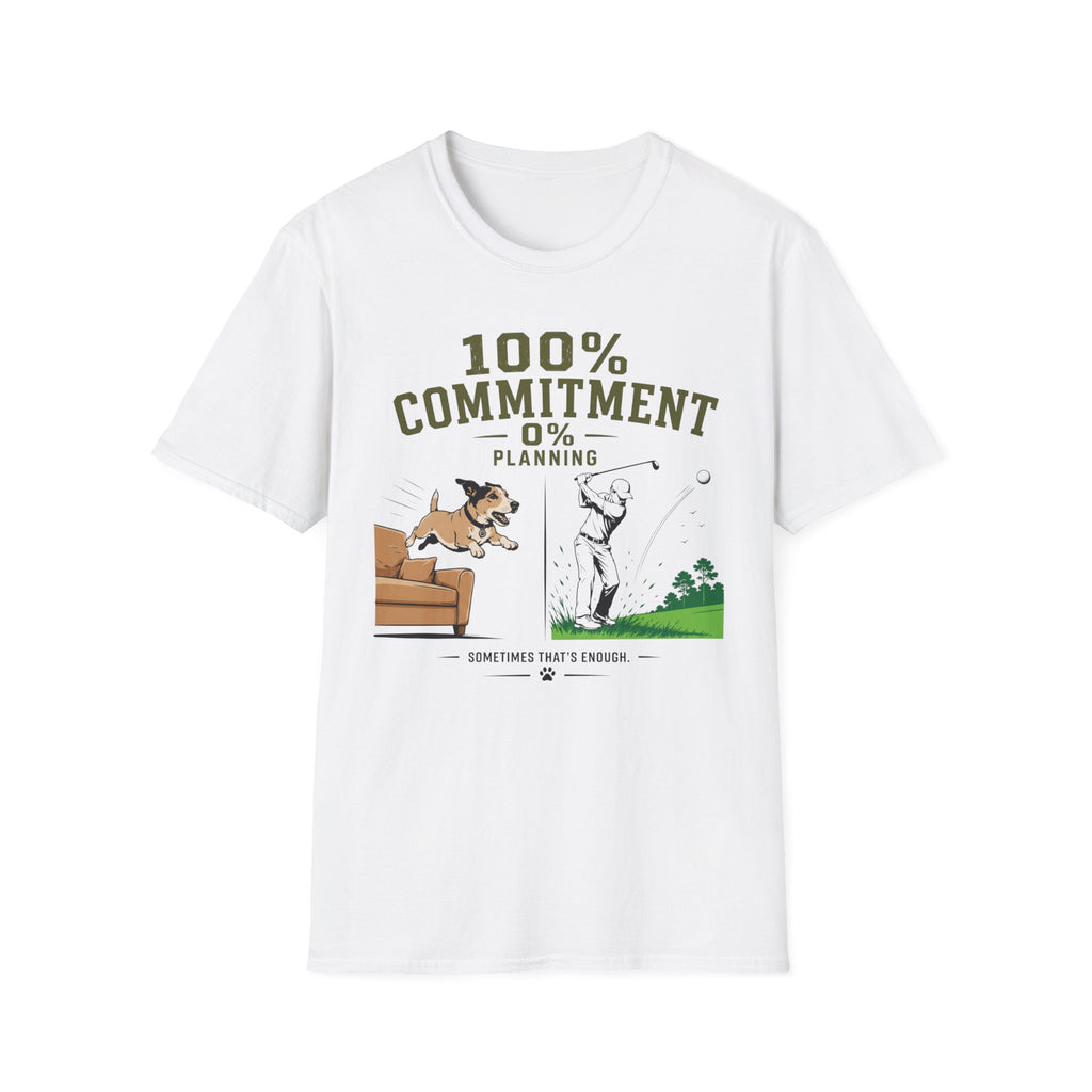 100% Commitment Golf T‑Shirt - Golfer & Dog Tee