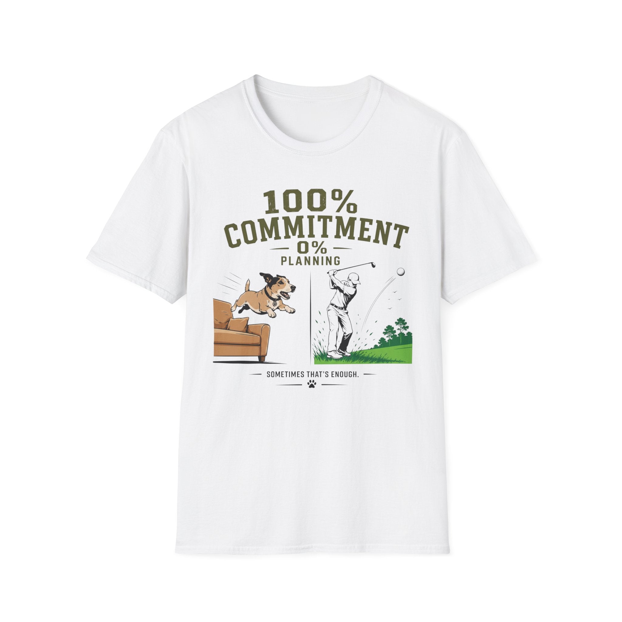 100% Commitment Golf T‑Shirt - Golfer & Dog Tee