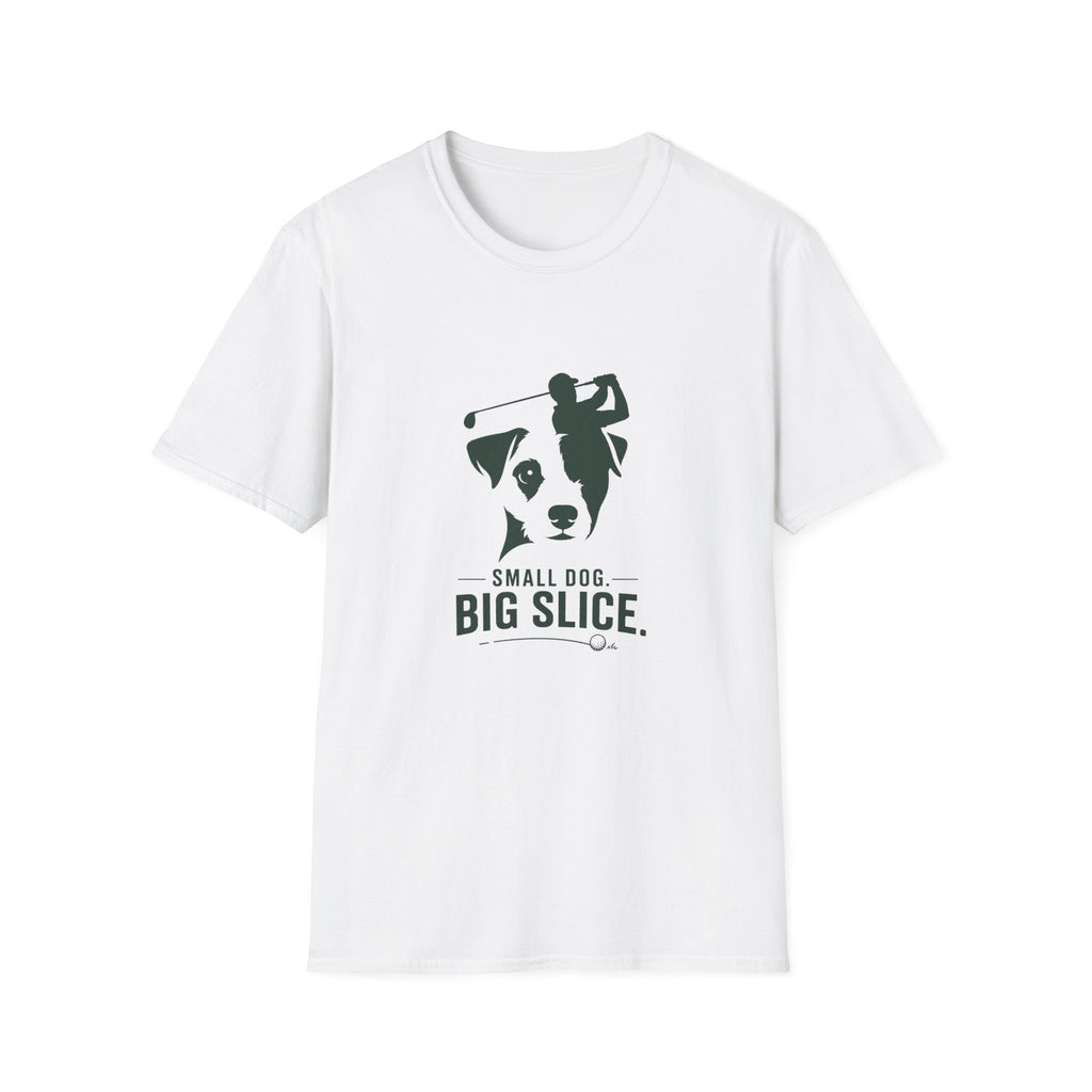 Golf Dog T-Shirt — 'Small Dog. Big Slice.' Funny Golfing Pet Shirt