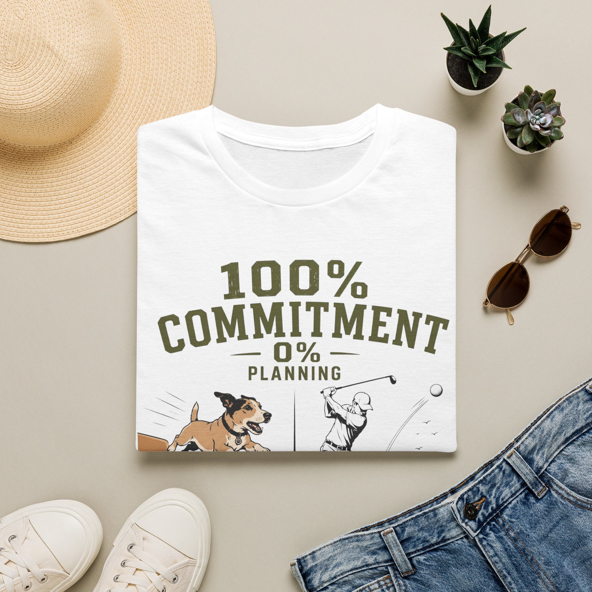 100% Commitment Golf T‑Shirt - Golfer & Dog Tee