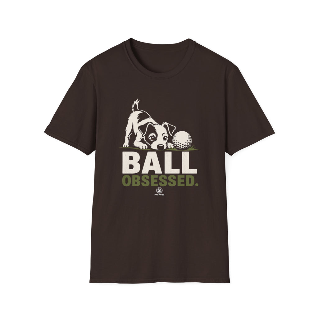 Dog and Golf Ball T-Shirt — "Ball Obsessed" Cute Puppy Golf Tee