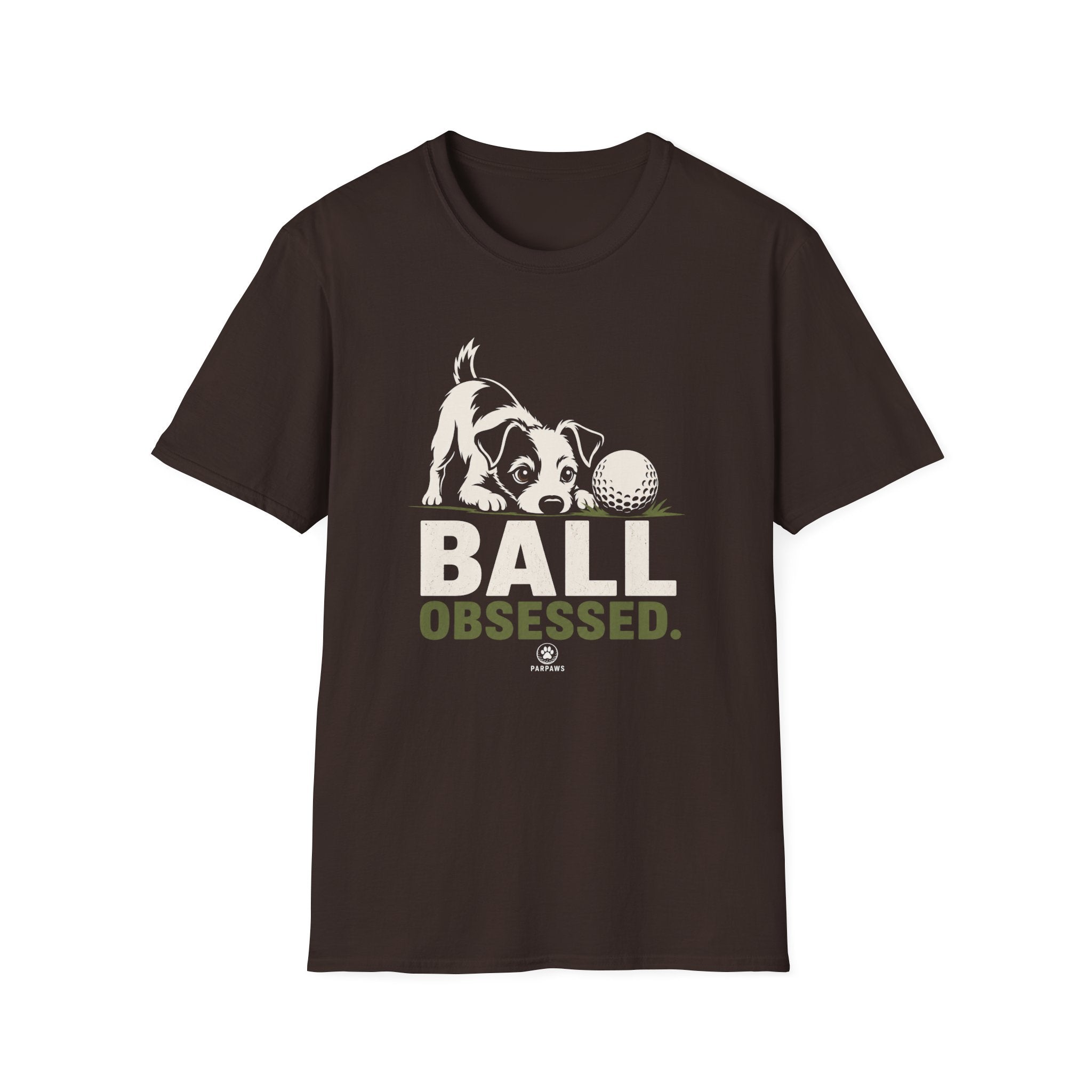Dog and Golf Ball T-Shirt — "Ball Obsessed" Cute Puppy Golf Tee