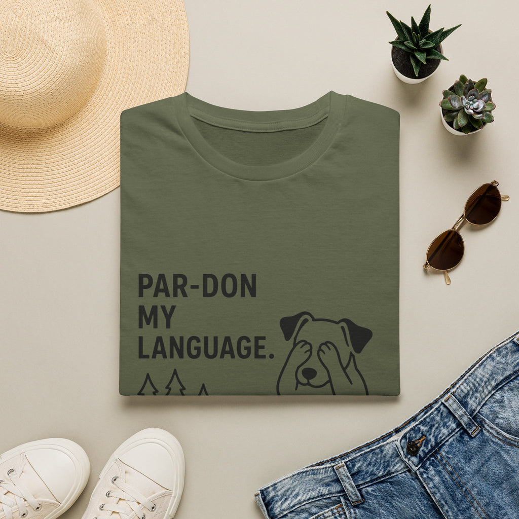 Par-don My Language Dog T-Shirt — Funny Pardoning Puppy Graphic Tee