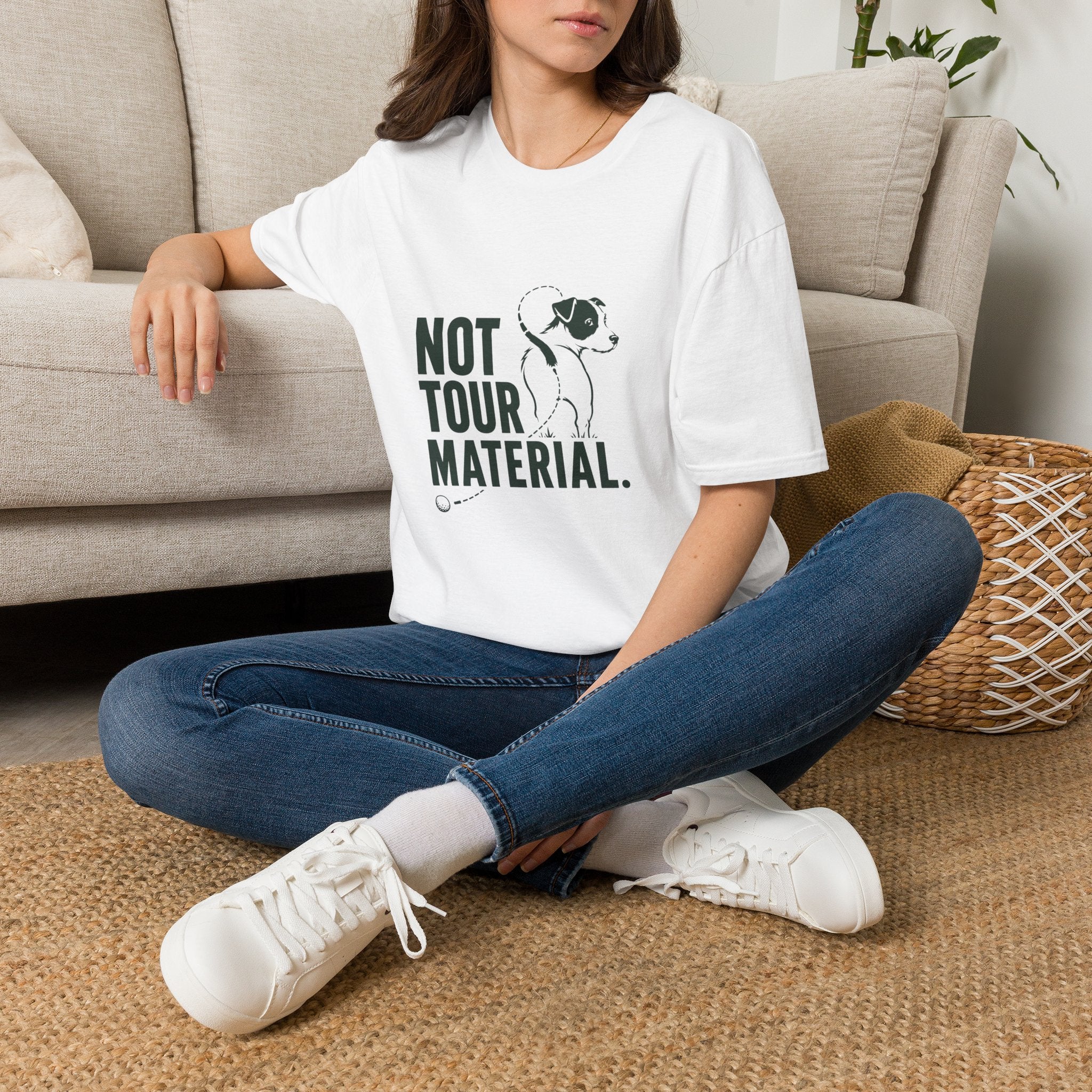 T‑Shirt — "Not Tour Material" Dog Rescue Tee