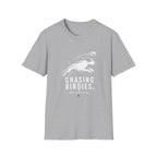 T-Shirt — "Chasing Birdies" Dog Badminton Graphic Tee