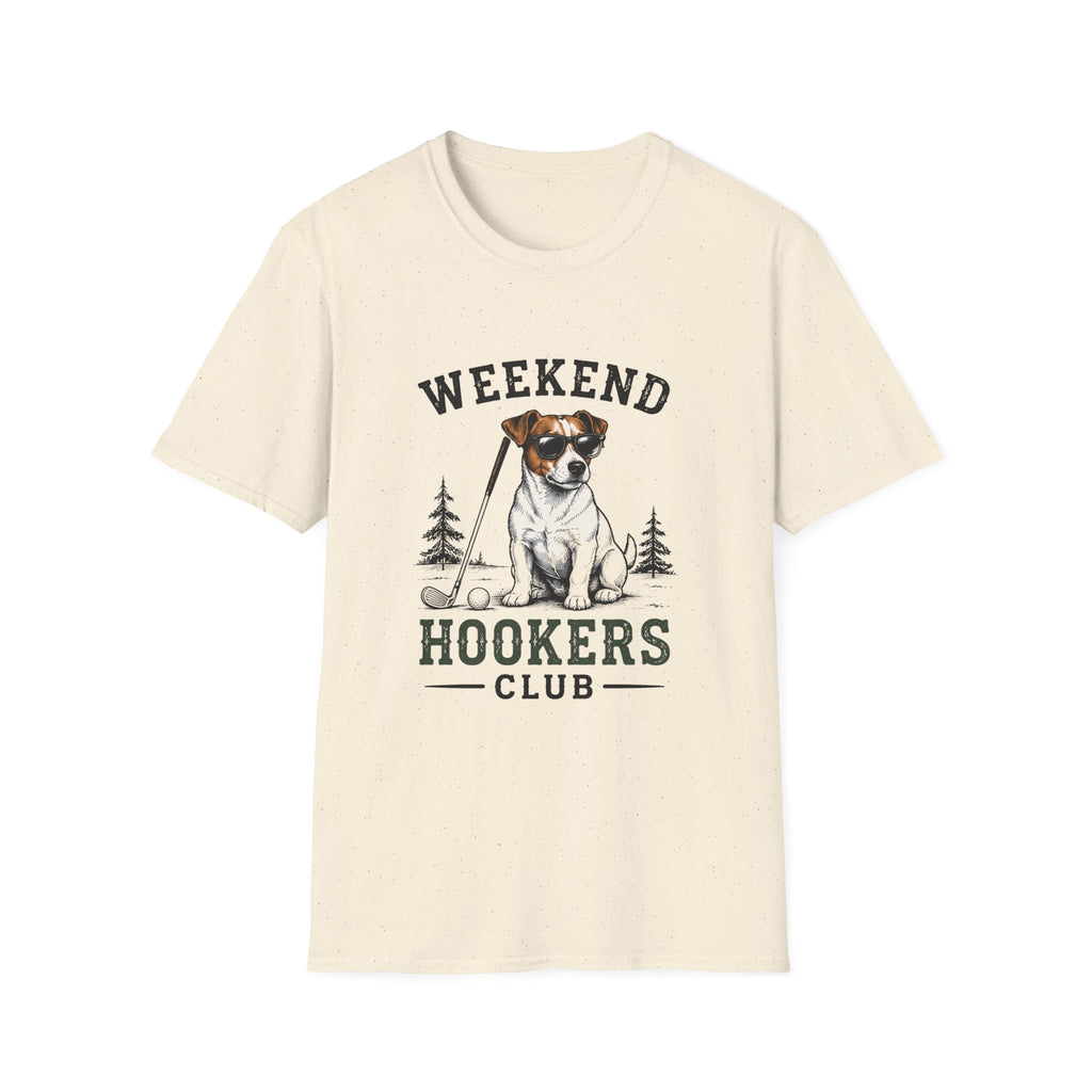 Weekend Hookers Club T-Shirt — Jack Russell Dog Fishing Graphic Tee