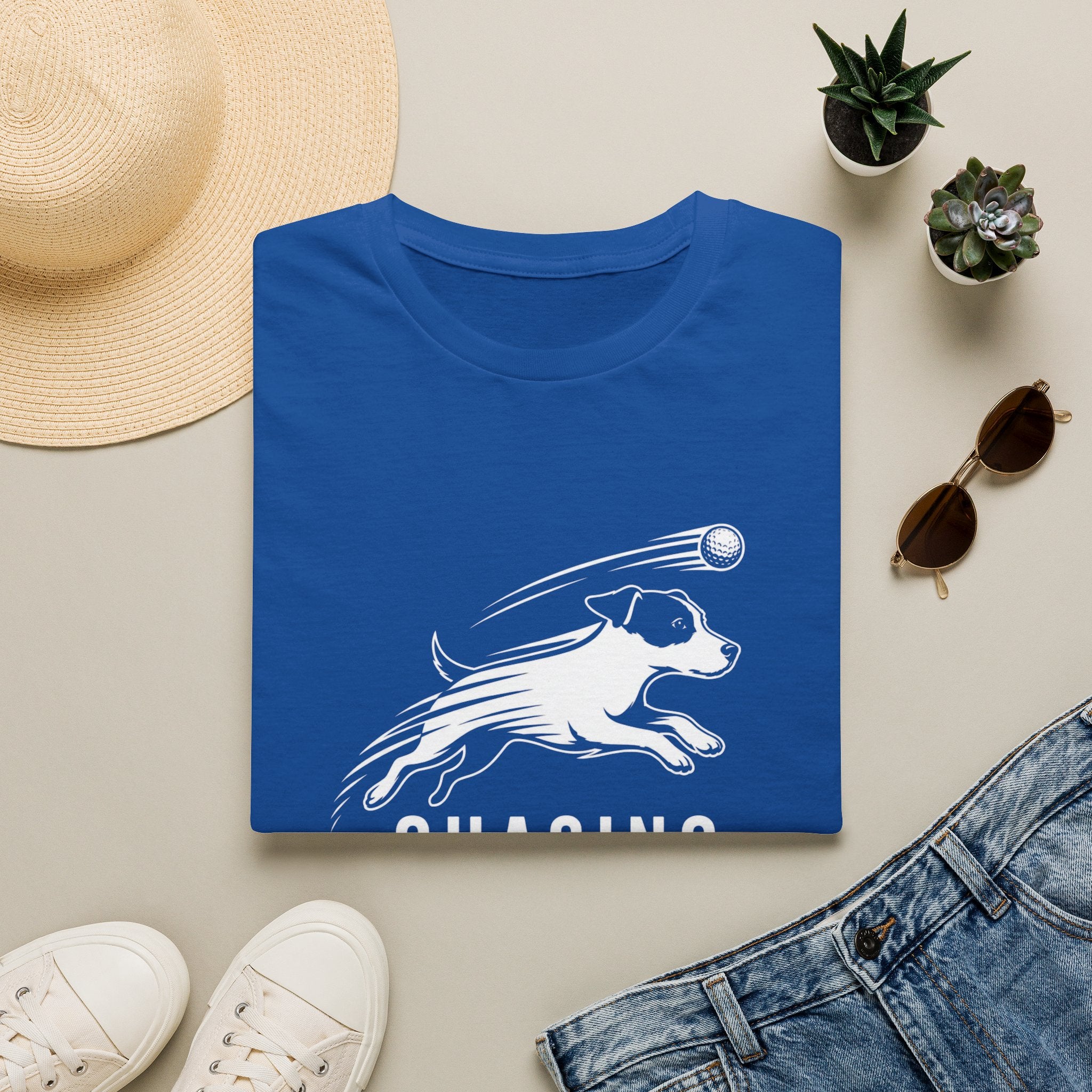 T-Shirt — "Chasing Birdies" Dog Badminton Graphic Tee