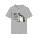 Golf Dog T-Shirt — "Today's Goal: Birdies, Pars, Survive" Funny Golfing Tee