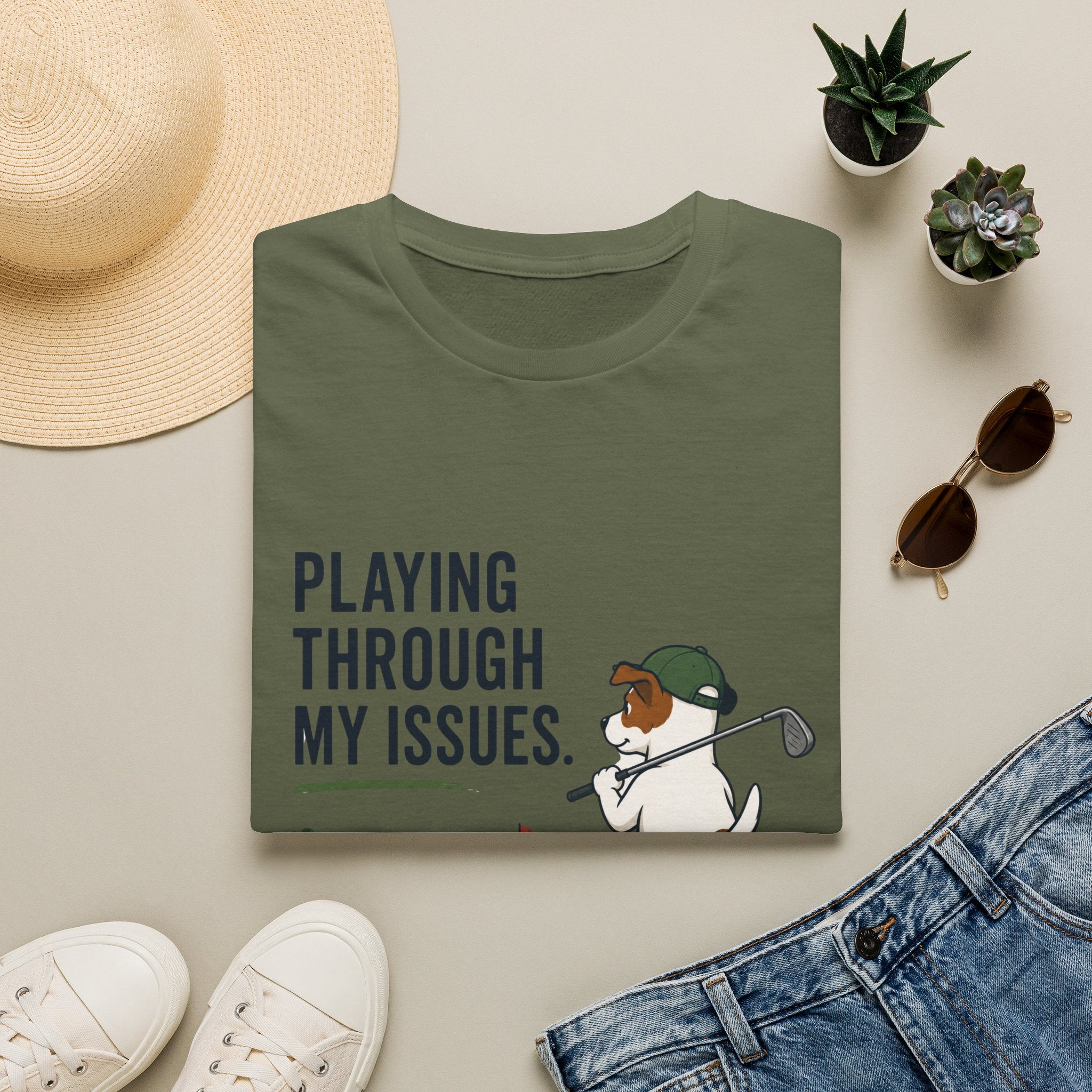 Golf Humor T-Shirt — "Playing Through My Issues" Funny Golfer Design