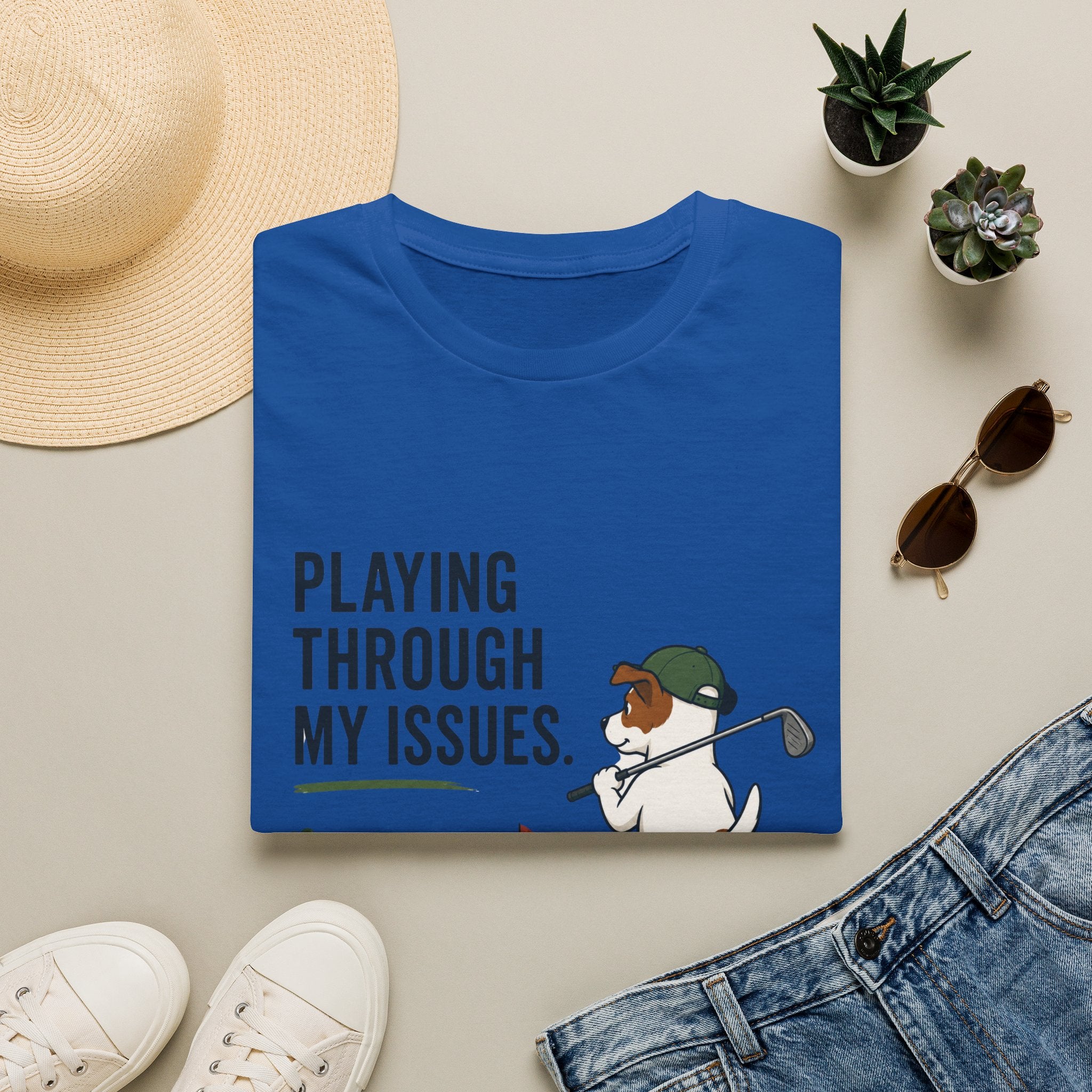 Golf Humor T-Shirt — "Playing Through My Issues" Funny Golfer Design