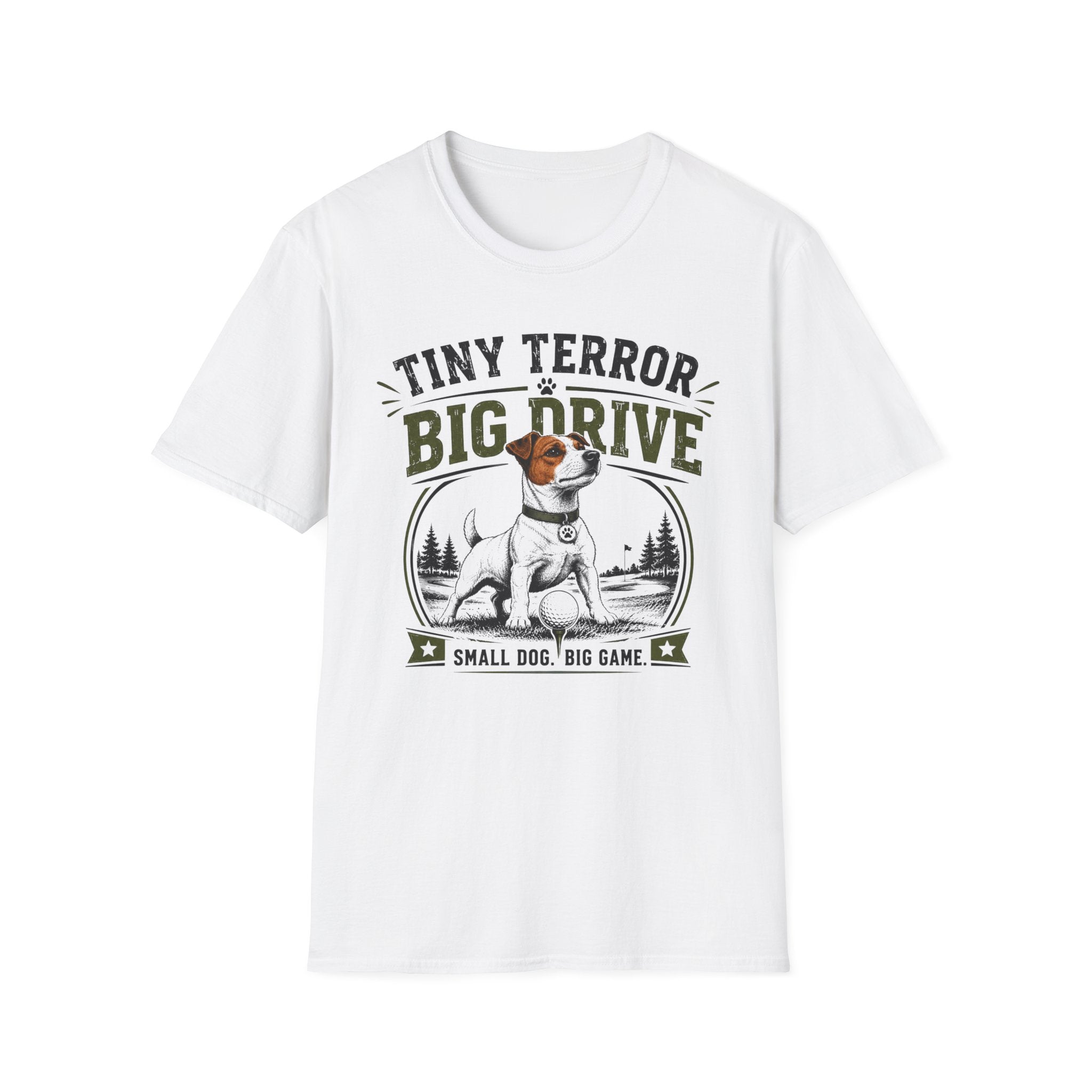 T-Shirt — "Tiny Terror, Big Drive" Hunting Dog Graphic