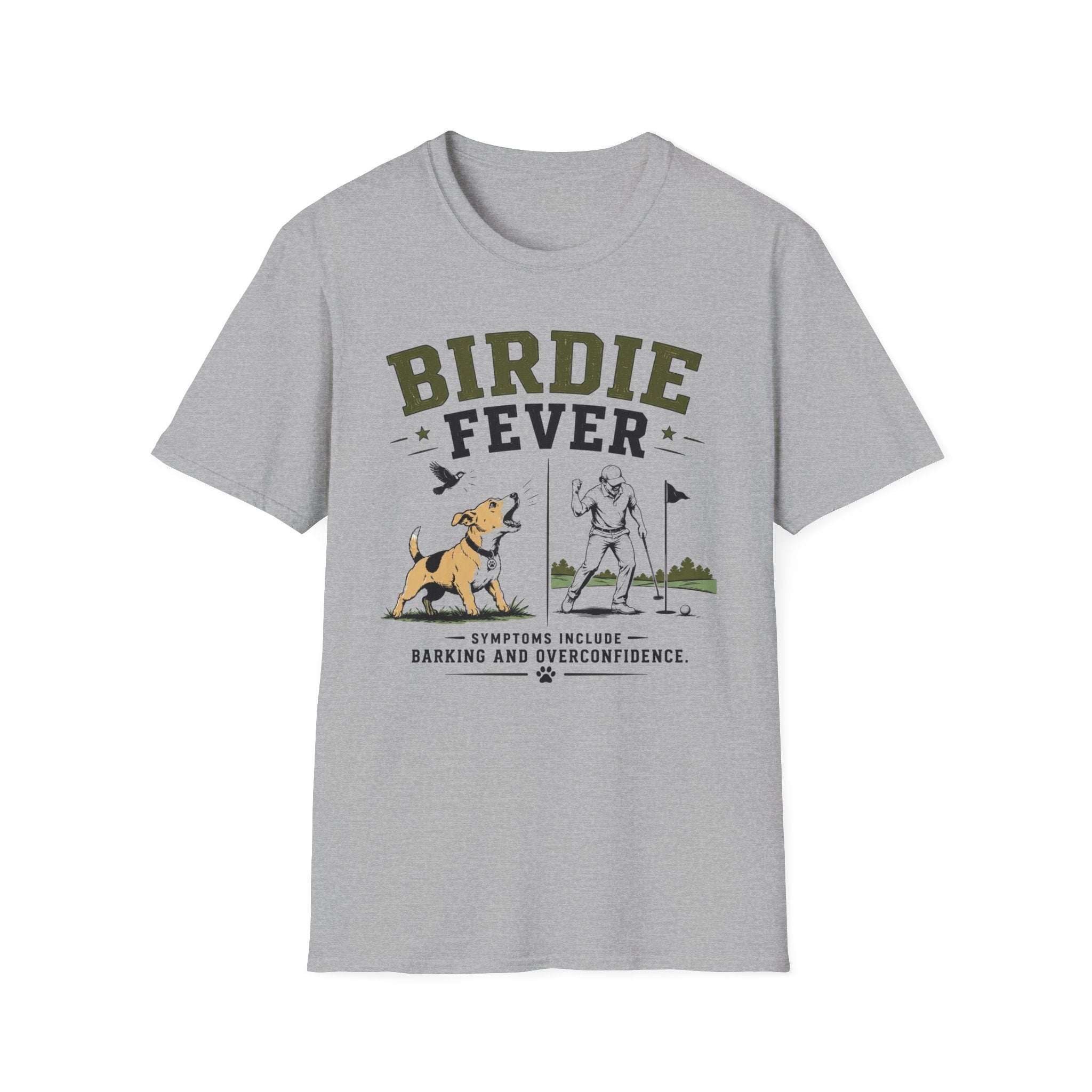 Birdie Fever Golf T-Shirt — Funny Golfing Design with Dog and Golfer