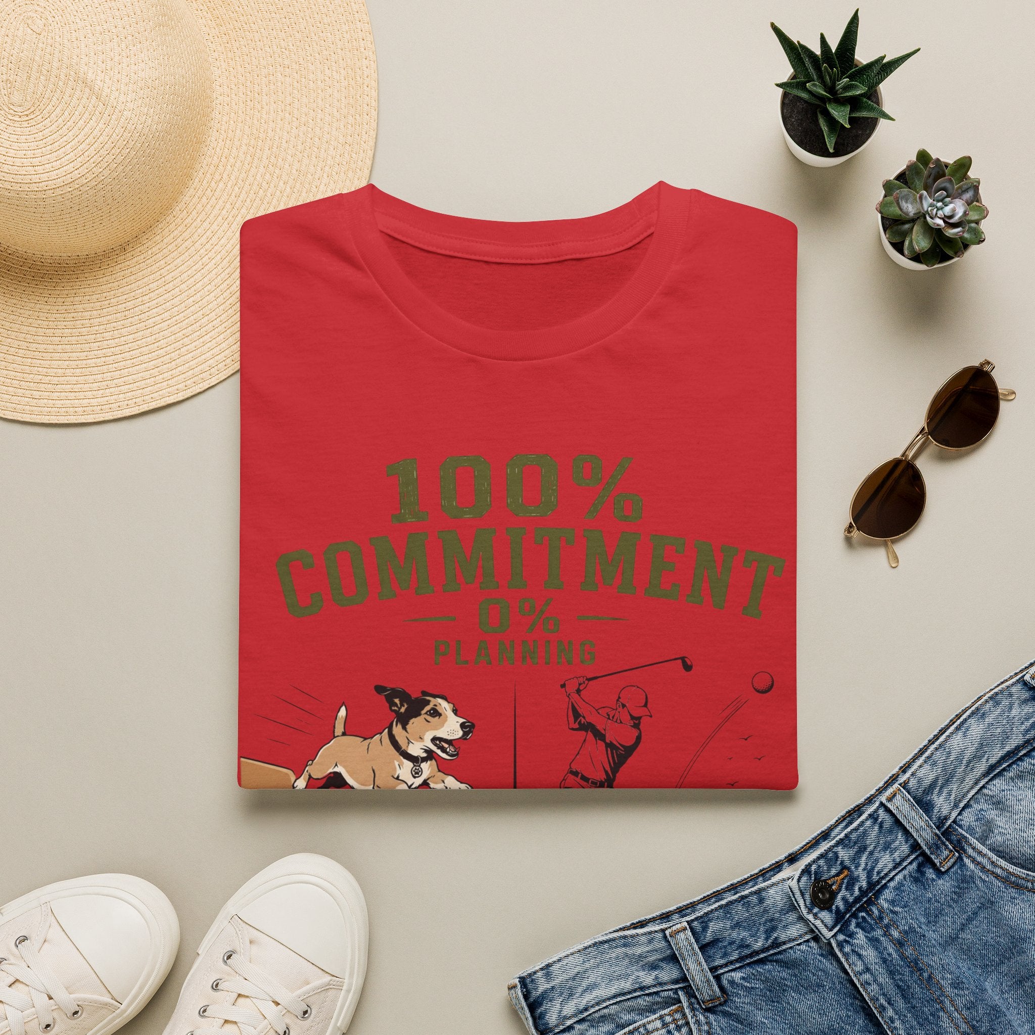 100% Commitment Golf T‑Shirt - Golfer & Dog Tee