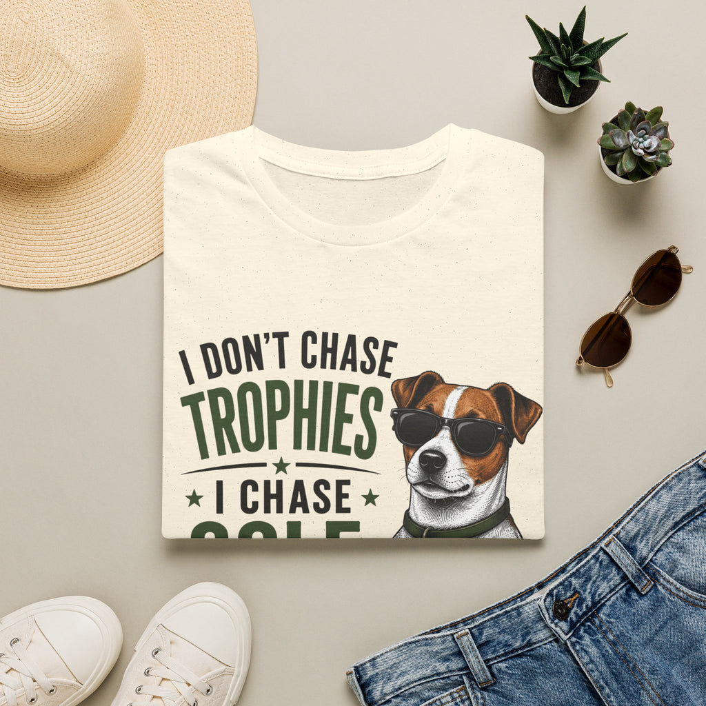 Golf Dog T‑Shirt — "I Don't Chase Trophies I Chase Golf Balls"