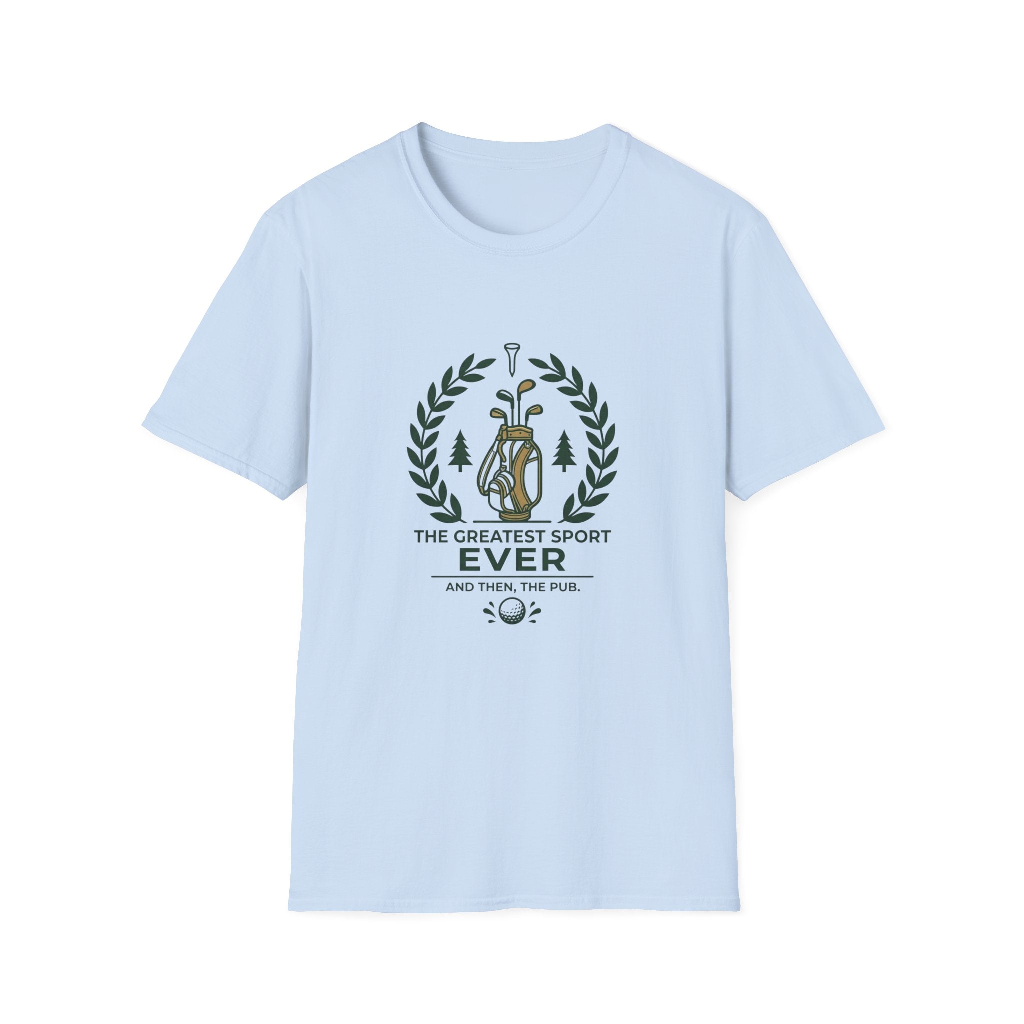 Golf T-Shirt — “The Greatest Sport Ever” Vintage Golf Bag Design