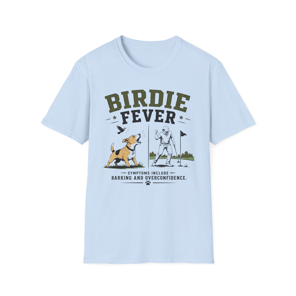 Birdie Fever Golf T-Shirt — Funny Golfing Design with Dog and Golfer