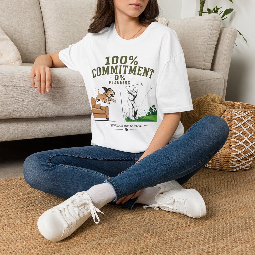 100% Commitment Golf T‑Shirt - Golfer & Dog Tee