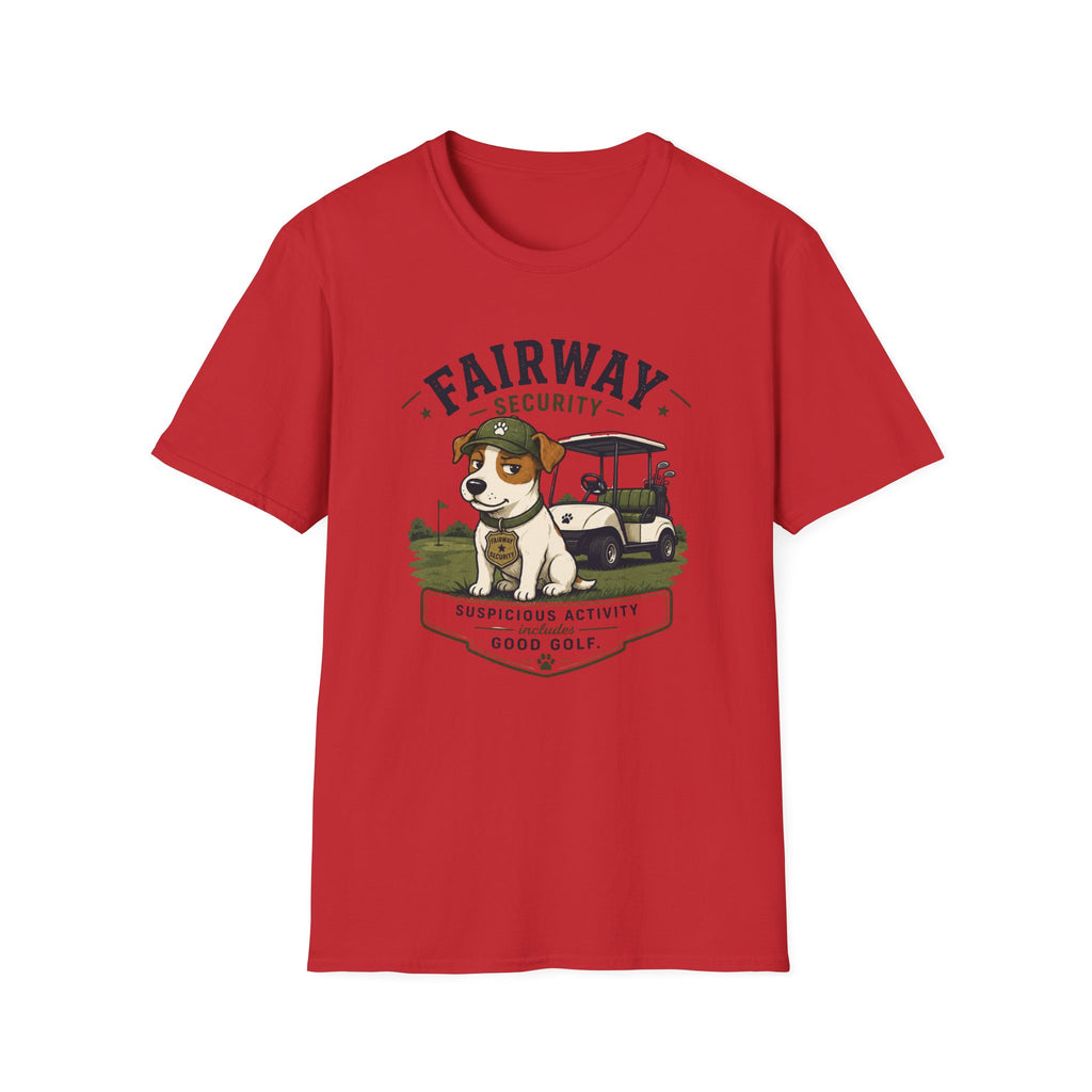 Golf Course Dog T-Shirt — "Fairway Security" Caddy Pup Graphic Tee