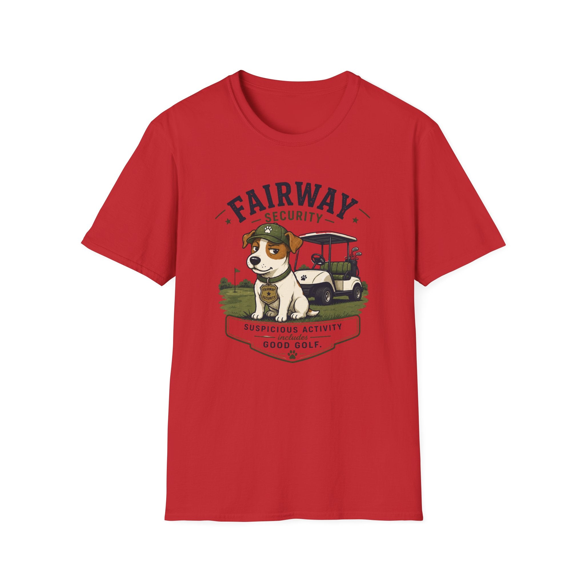 Golf Course Dog T-Shirt — "Fairway Security" Caddy Pup Graphic Tee