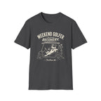 Weekend Golfer T-Shirt — “Weekend Golfer. Weekday Recovery.” Golf Cart Dog Graphic