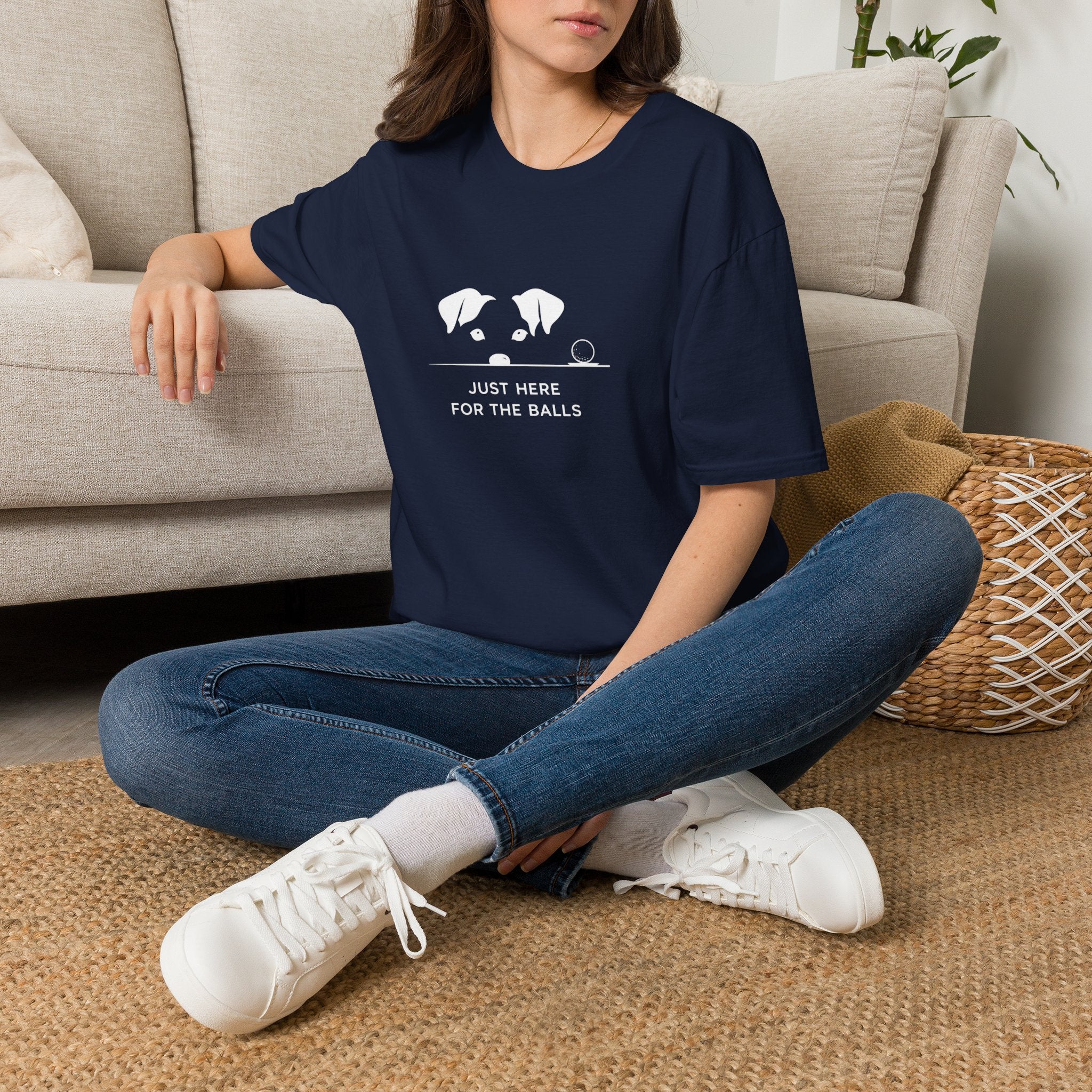 Dog Lover T‑Shirt — Shhh "Just Here for the Balls"