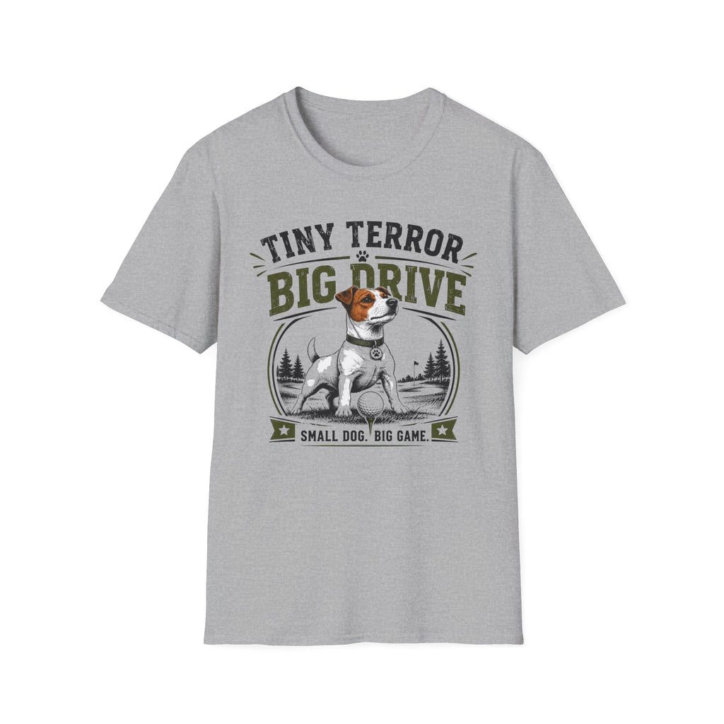 T-Shirt — "Tiny Terror, Big Drive" Hunting Dog Graphic