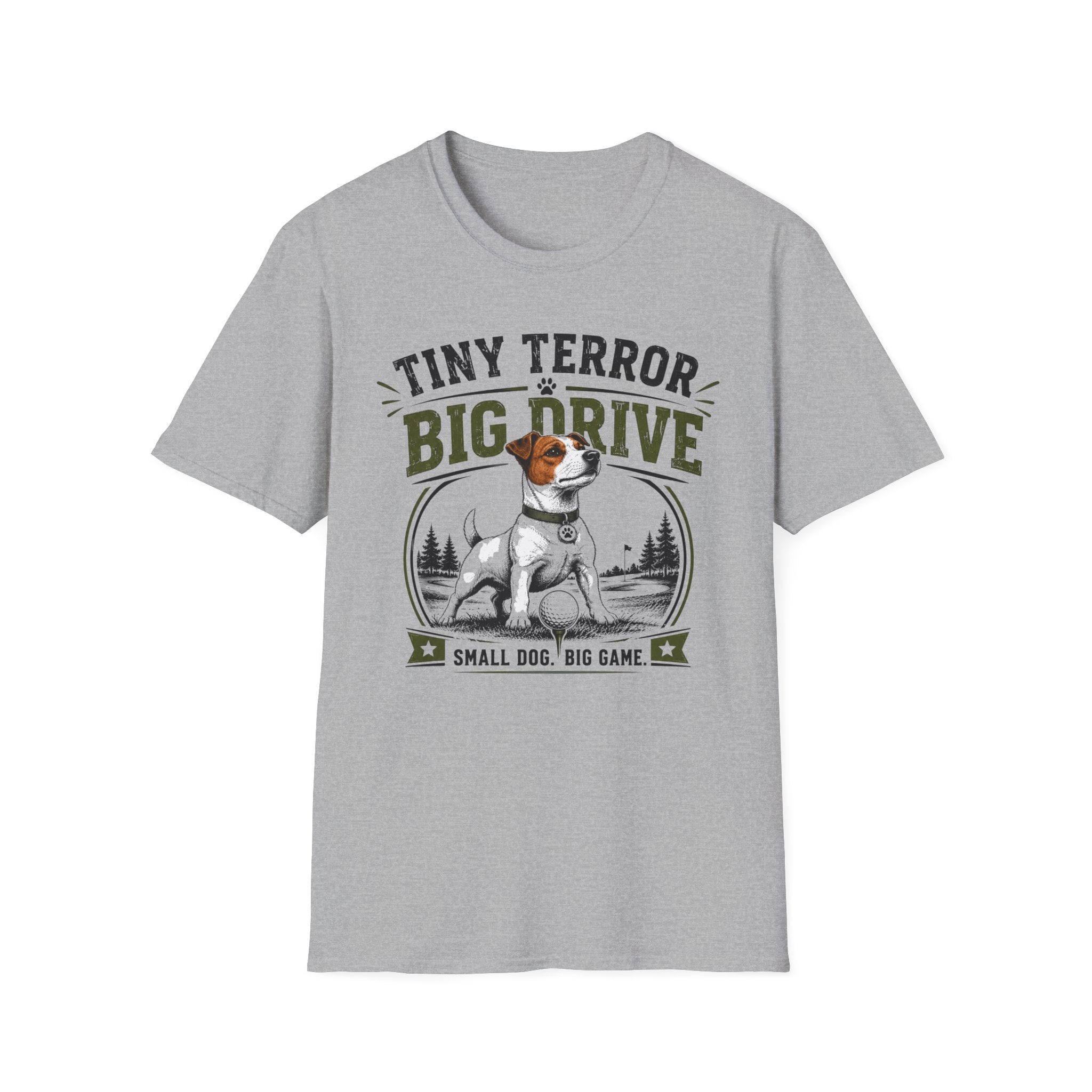 T-Shirt — "Tiny Terror, Big Drive" Hunting Dog Graphic