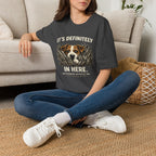 T-Shirt — "It's Definitely in Here" Dog Peeking Graphic