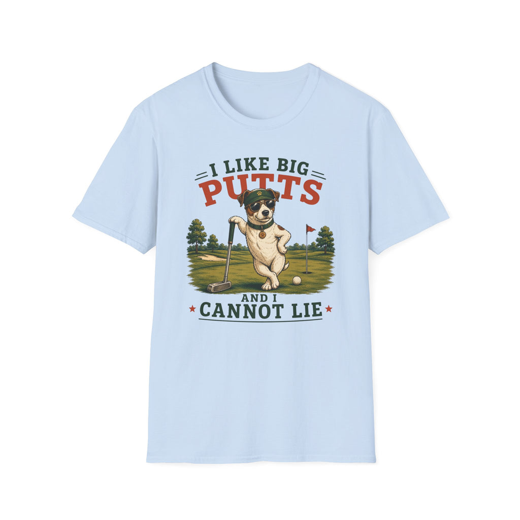 I Like Big Putts Golf T-Shirt — Funny Dog Golfing Graphic Tee