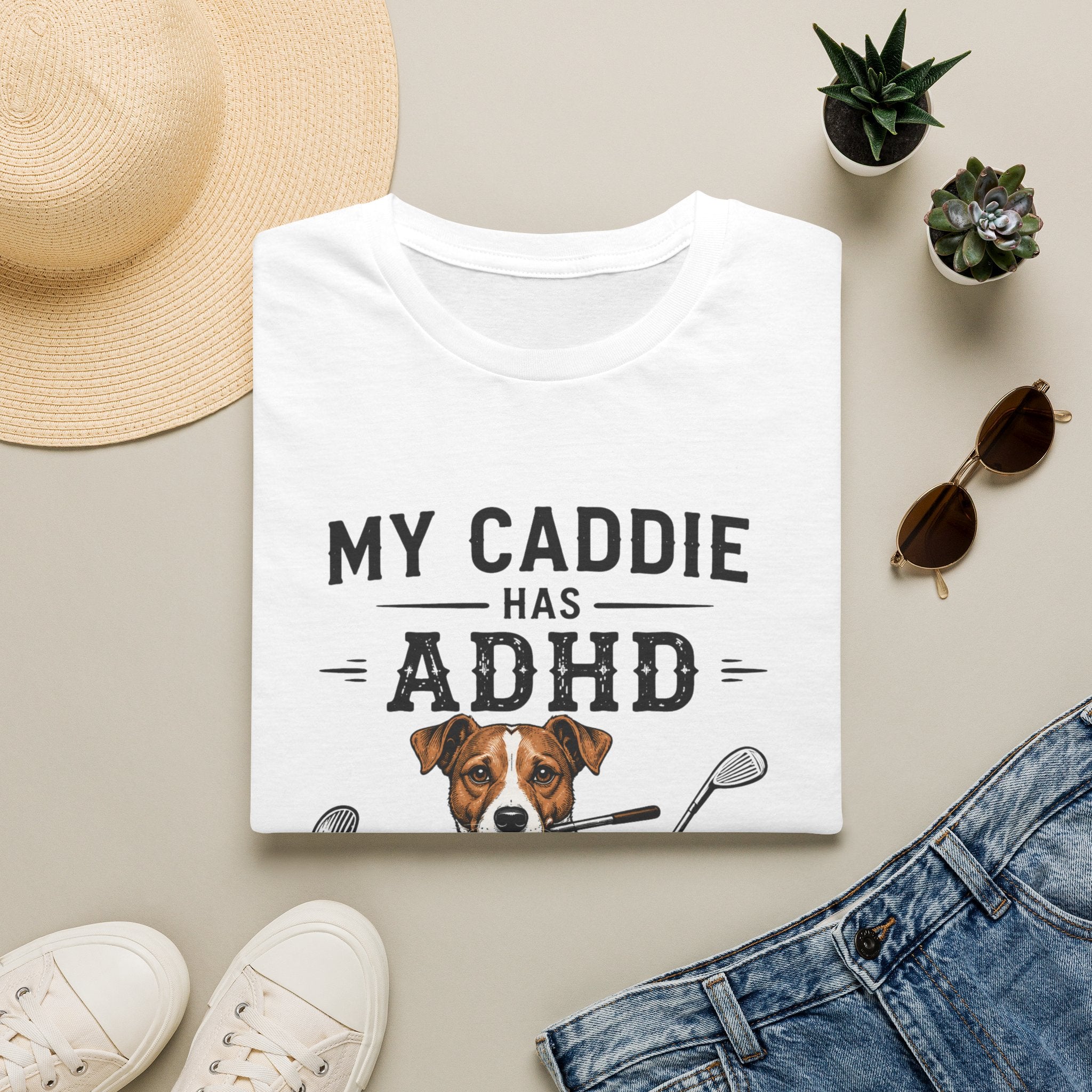 My Caddie Has ADHD T-Shirt — Funny Golf Dog Tee ("Oh Look, A Squirrel")