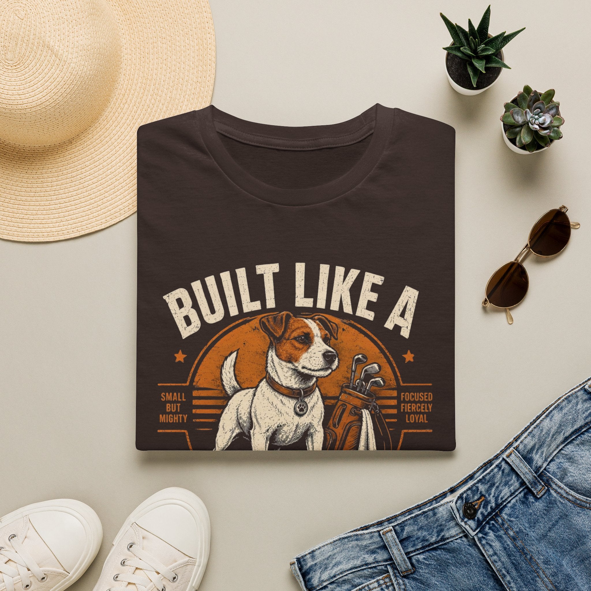 Jack Russell T-Shirt — "Built Like A Jack Russell" Vintage Dog Graphic Tee