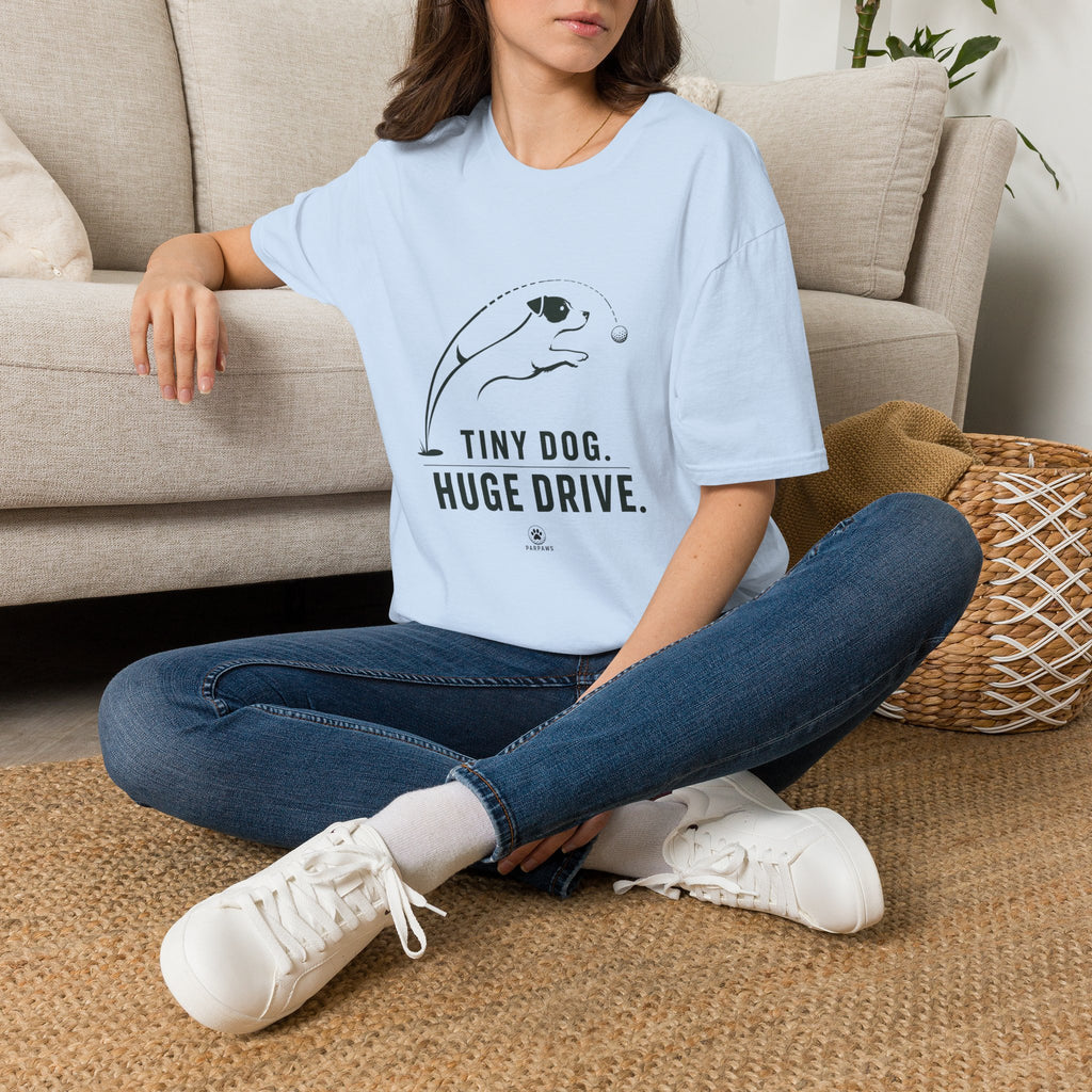 Dog T-Shirt — "Tiny Dog. Huge Drive." Cute Agility Puppy Graphic Tee