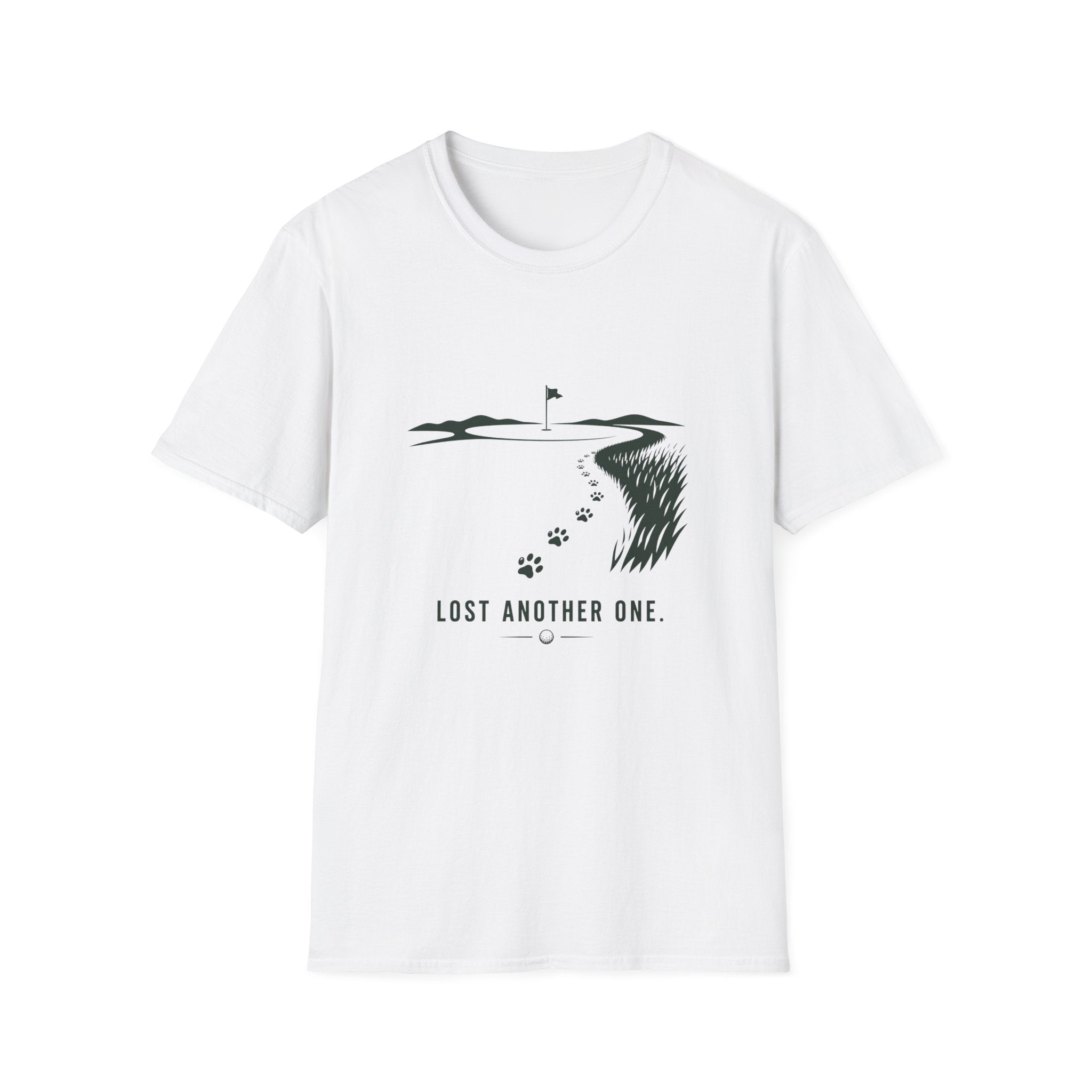 Golf Course Paw Prints T‑Shirt — 'Lost Another One' Pet Lover Golf Shirt