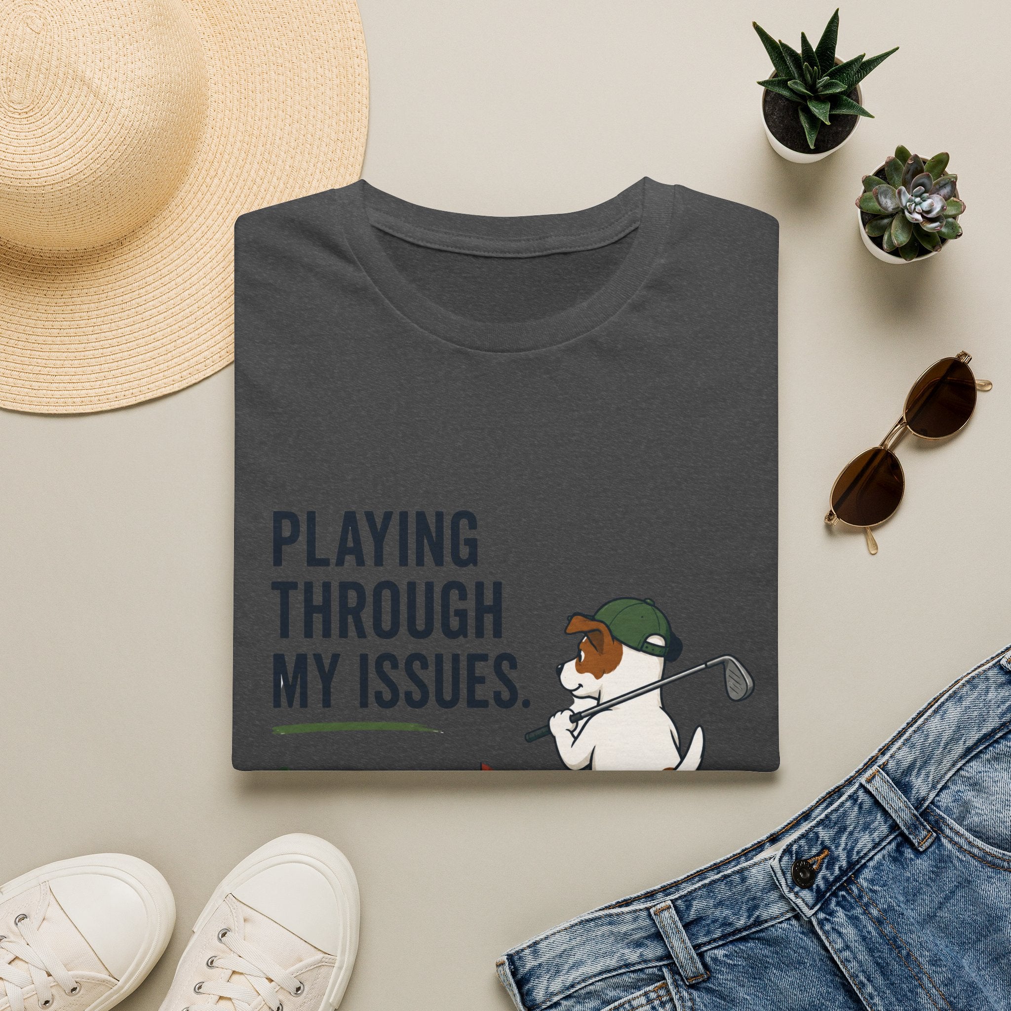 Golf Humor T-Shirt — "Playing Through My Issues" Funny Golfer Design