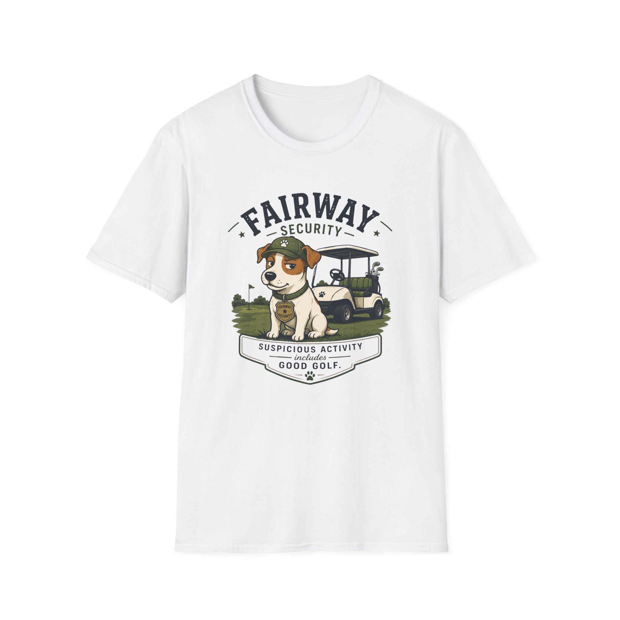 Golf Course Dog T-Shirt — "Fairway Security" Caddy Pup Graphic Tee