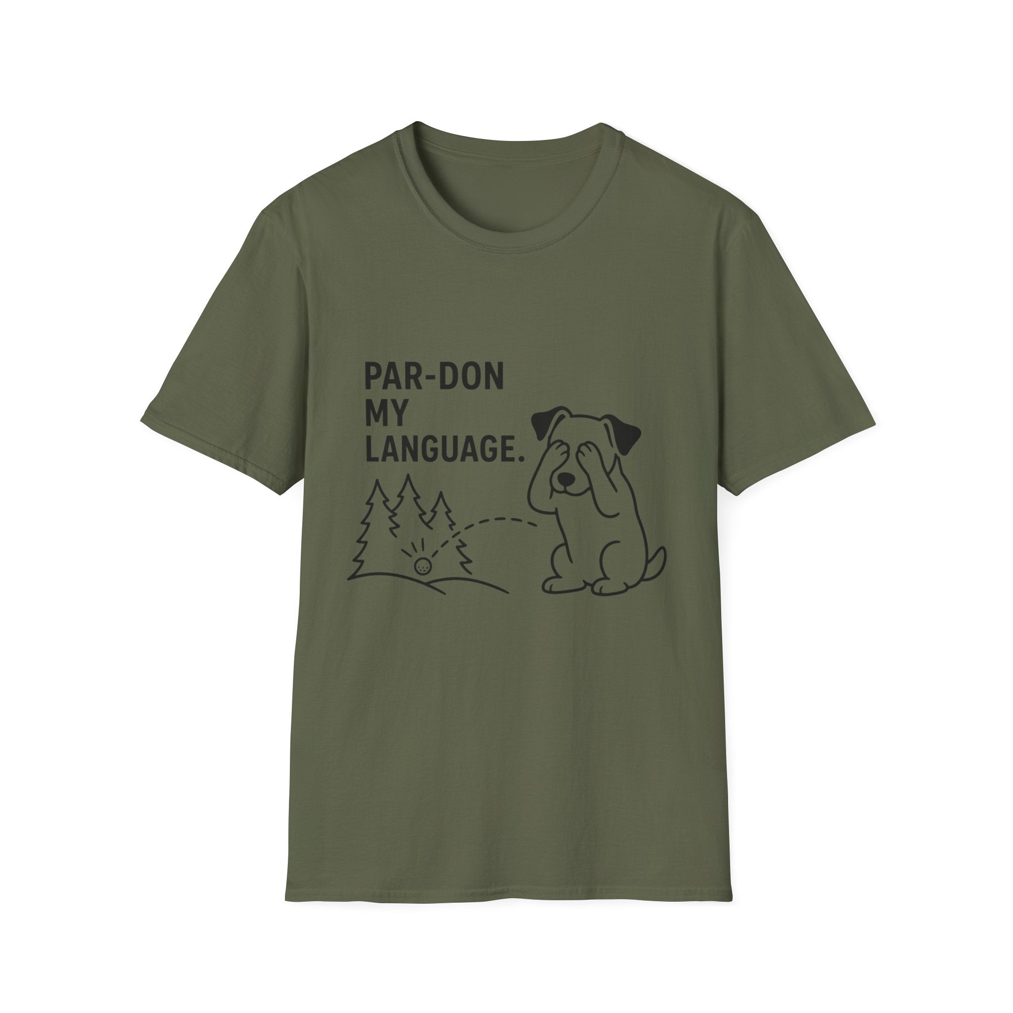Par-don My Language Dog T-Shirt — Funny Pardoning Puppy Graphic Tee