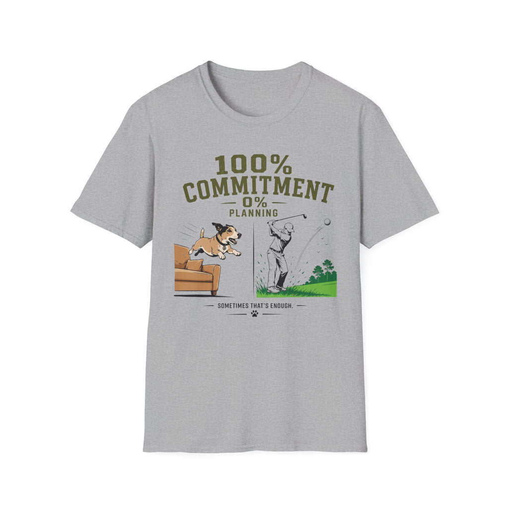 100% Commitment Golf T‑Shirt - Golfer & Dog Tee
