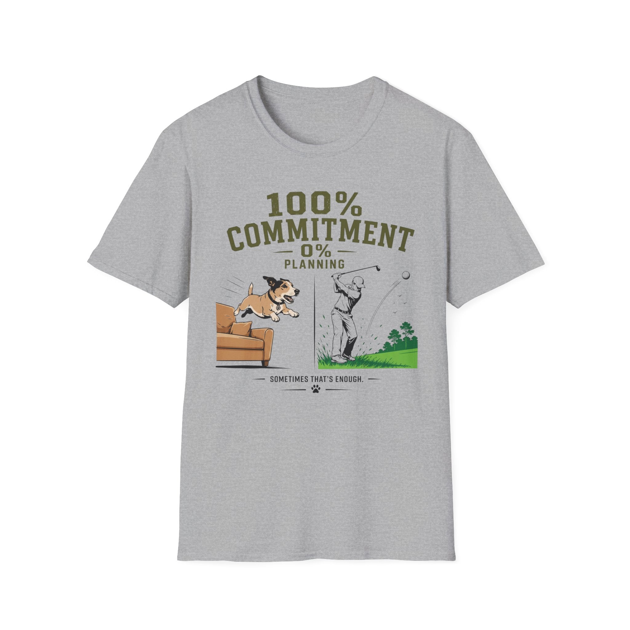100% Commitment Golf T‑Shirt - Golfer & Dog Tee